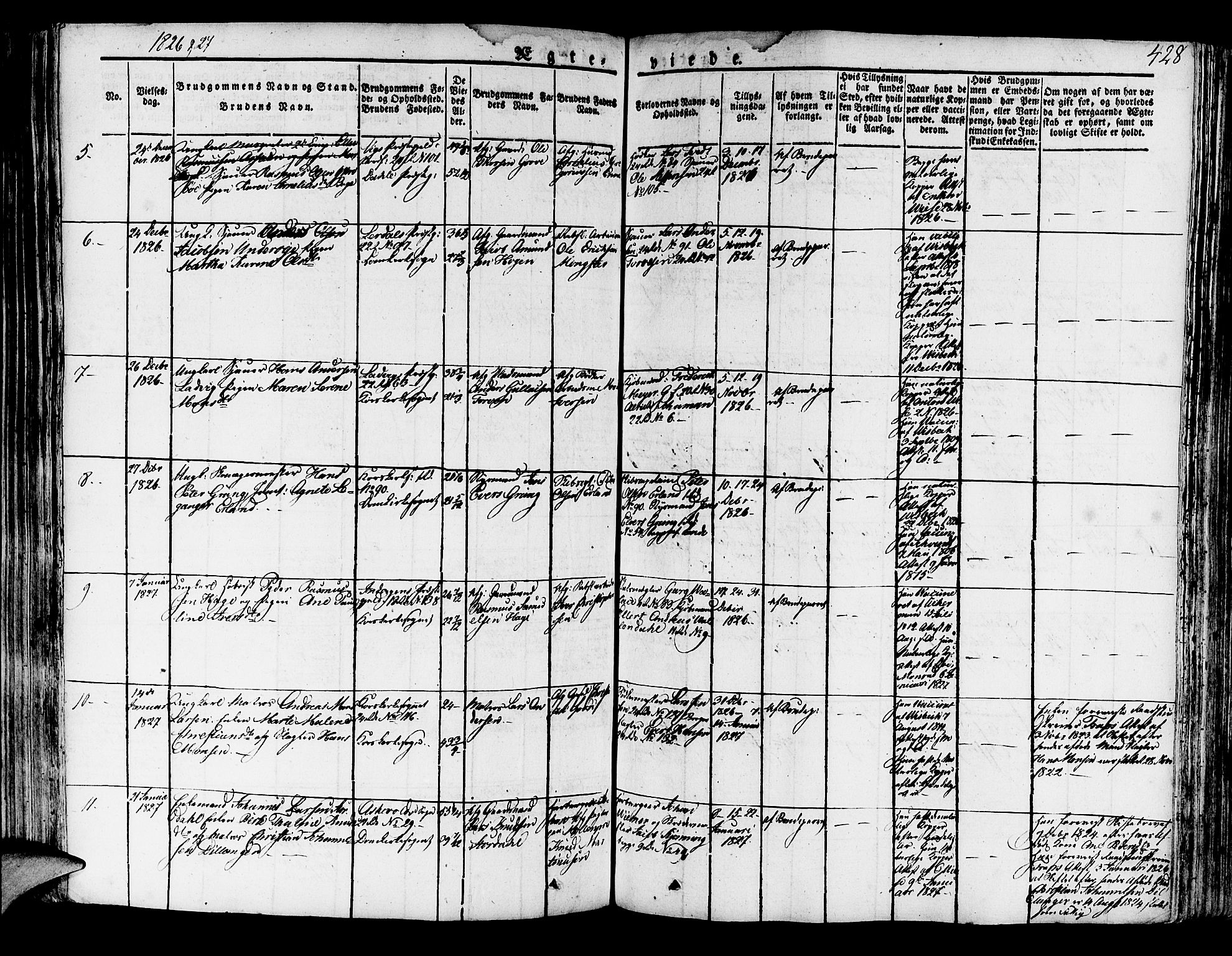 Korskirken sokneprestembete, SAB/A-76101/H/Haa/L0014: Parish register (official) no. A 14, 1823-1835, p. 428