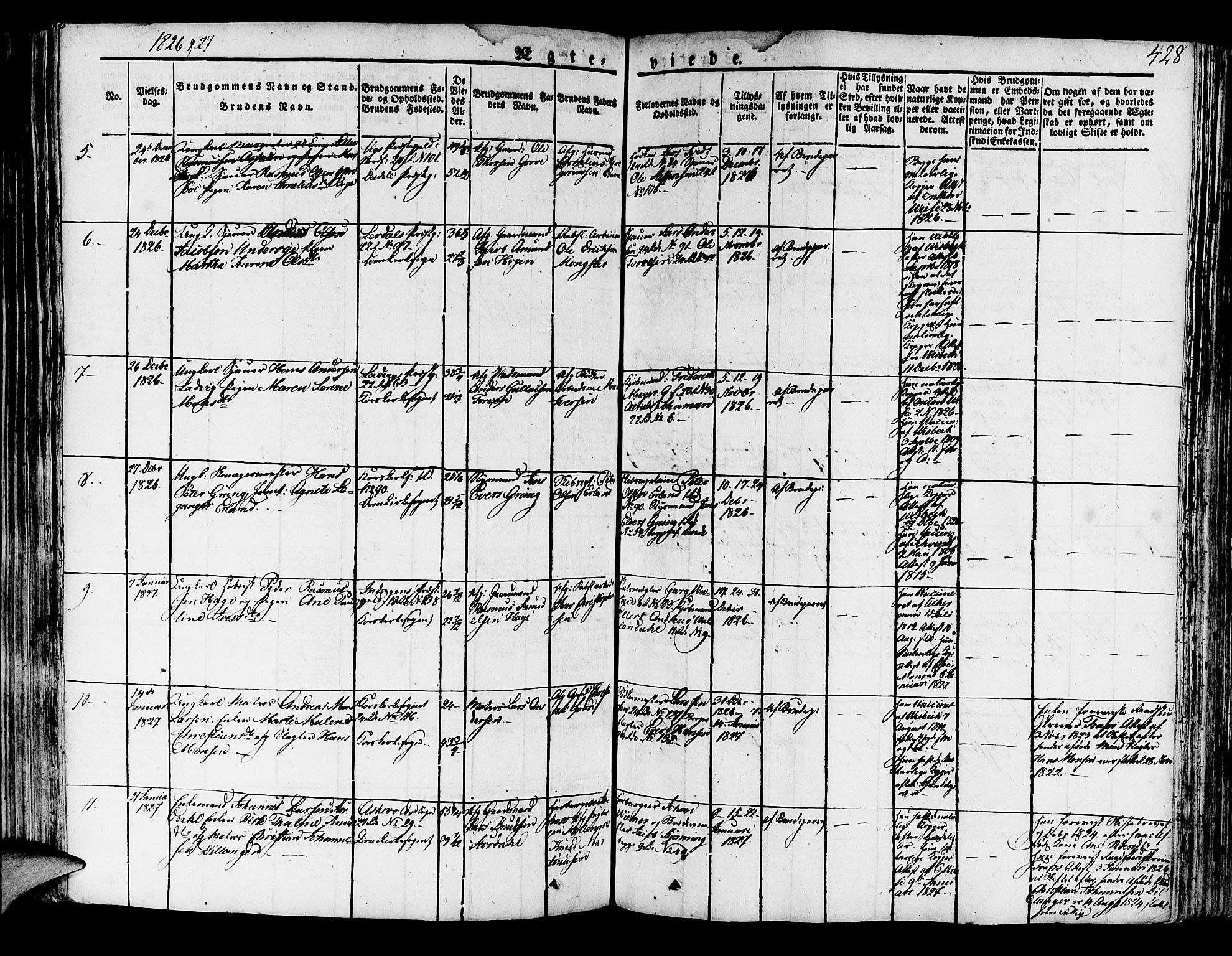 Korskirken sokneprestembete, AV/SAB-A-76101/H/Haa/L0014: Parish register (official) no. A 14, 1823-1835, p. 428