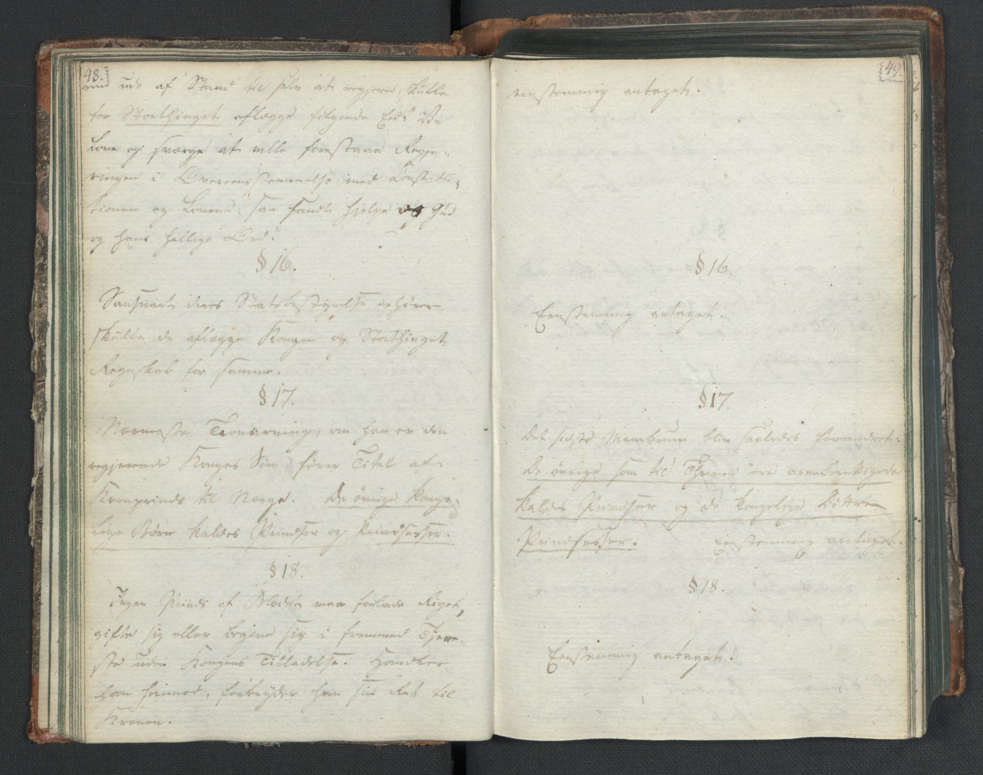 Manuskriptsamlingen, RA/EA-3667/H/L0021: Byfogd Gregers Winther Wulfbergs dagbok under Riksforsamlingen på Eidsvoll, 1814, p. 48-49