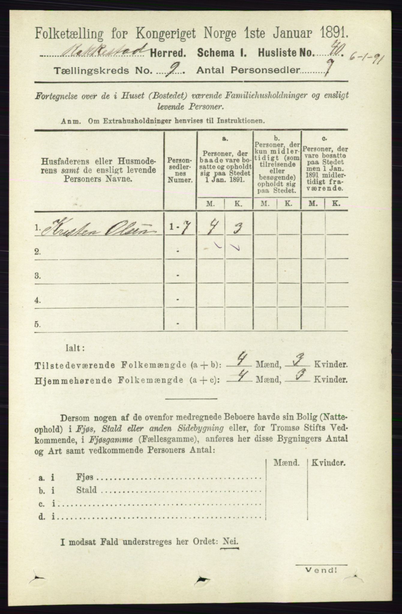 RA, 1891 census for 0128 Rakkestad, 1891, p. 4086