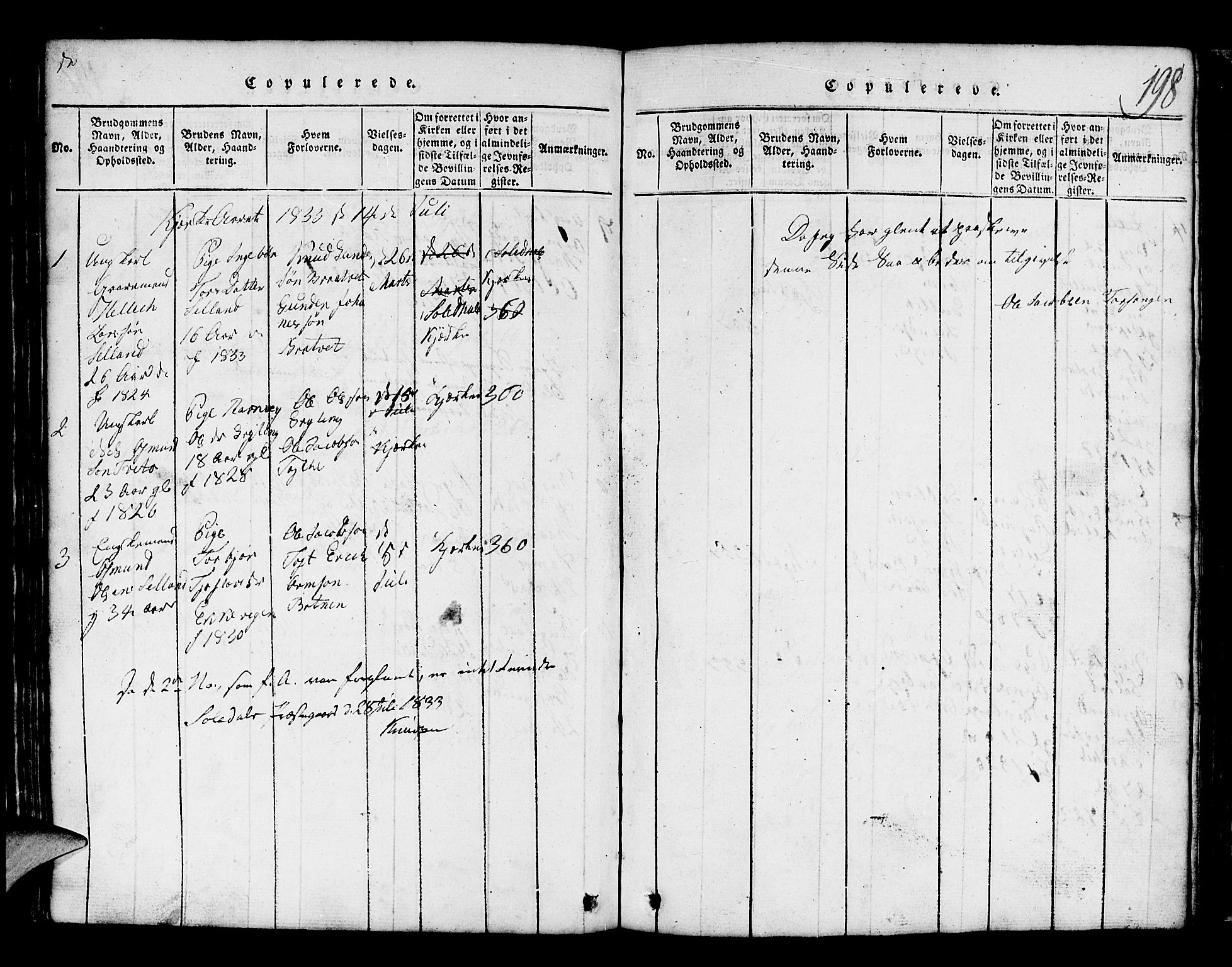 Røldal sokneprestembete, SAB/A-100247: Parish register (copy) no. A 1, 1817-1860, p. 198