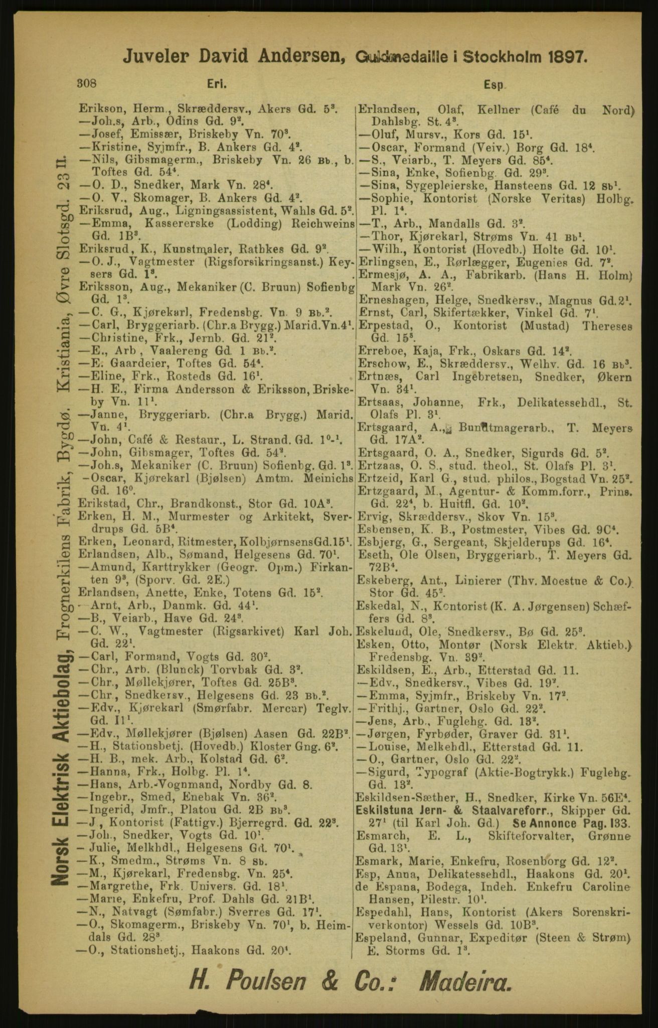Kristiania/Oslo adressebok, PUBL/-, 1900, p. 308