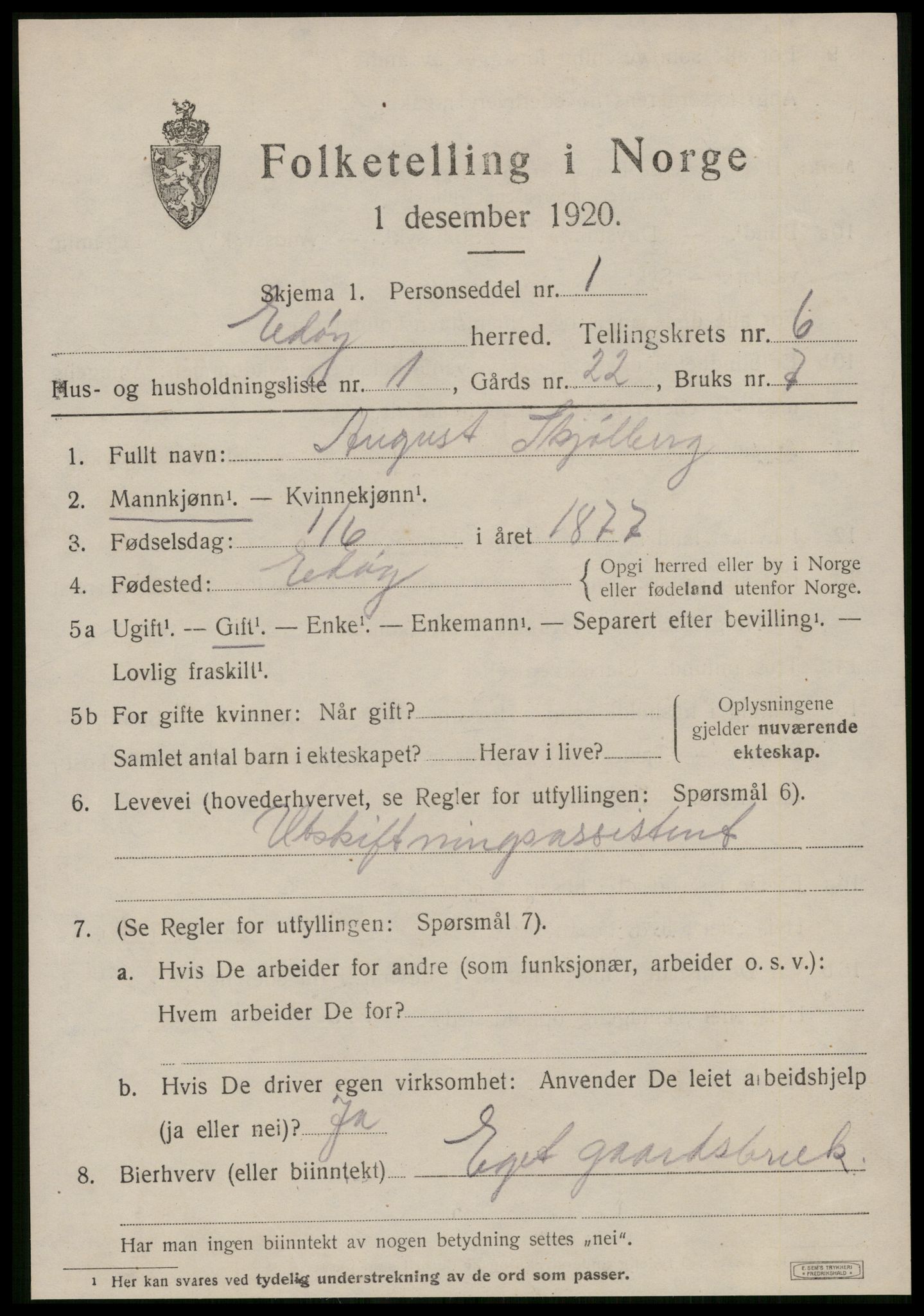 SAT, 1920 census for Edøy, 1920, p. 1762