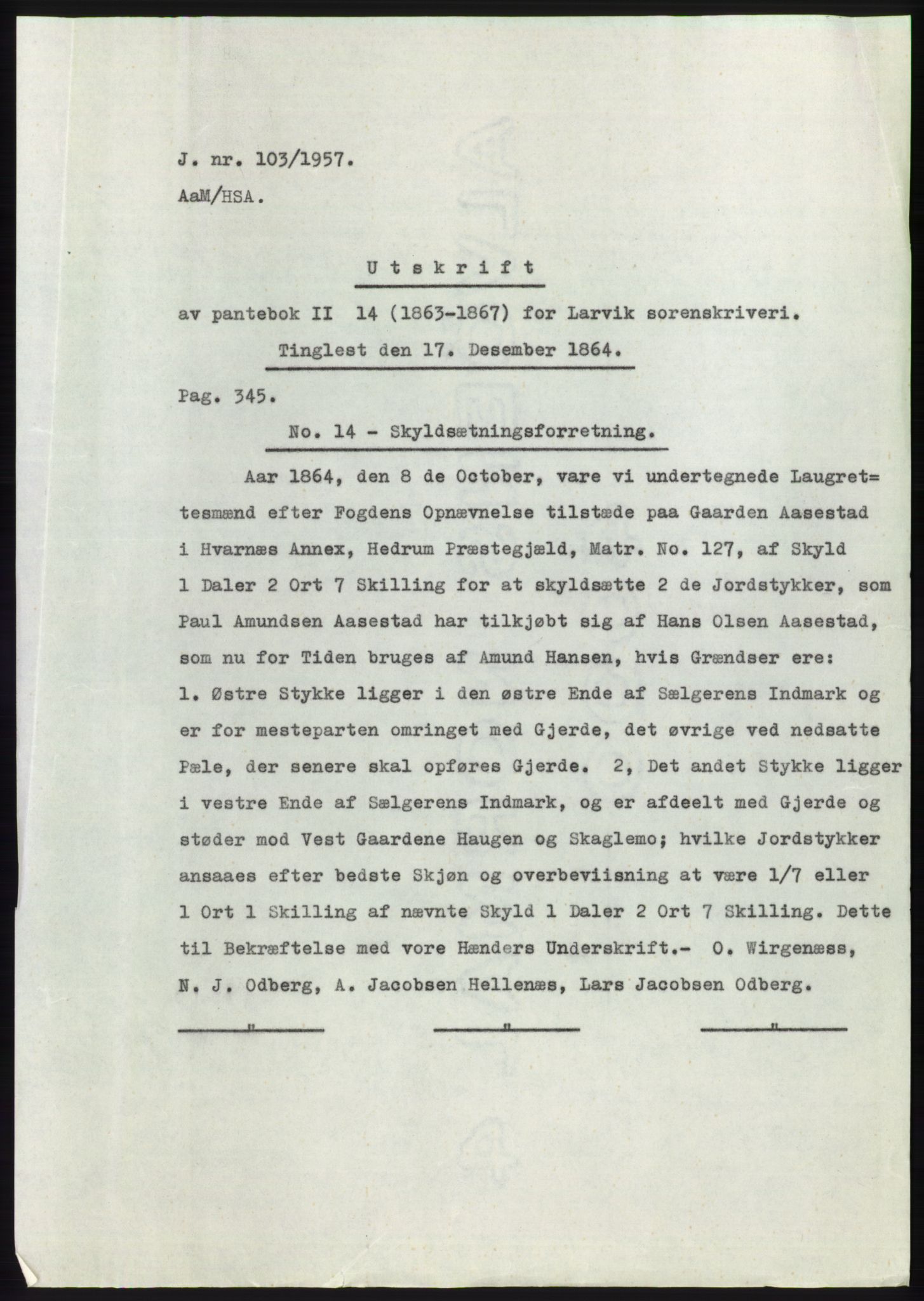 Statsarkivet i Kongsberg, SAKO/A-0001, 1956-1957, p. 141