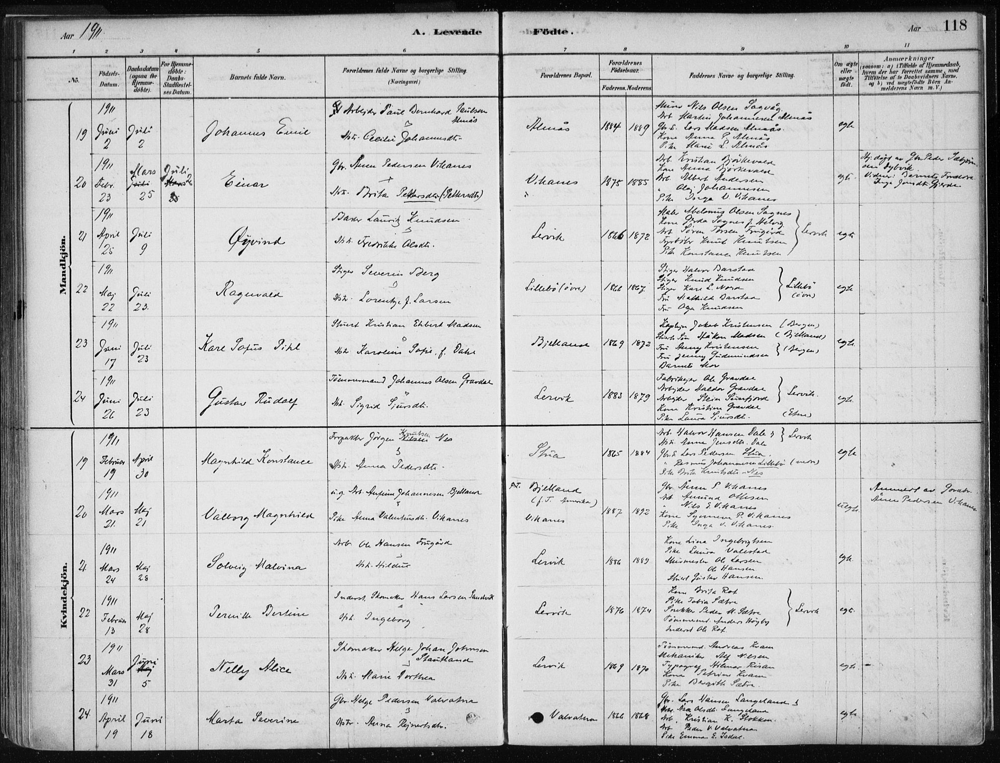 Stord sokneprestembete, AV/SAB-A-78201/H/Haa: Parish register (official) no. B 2, 1878-1913, p. 118