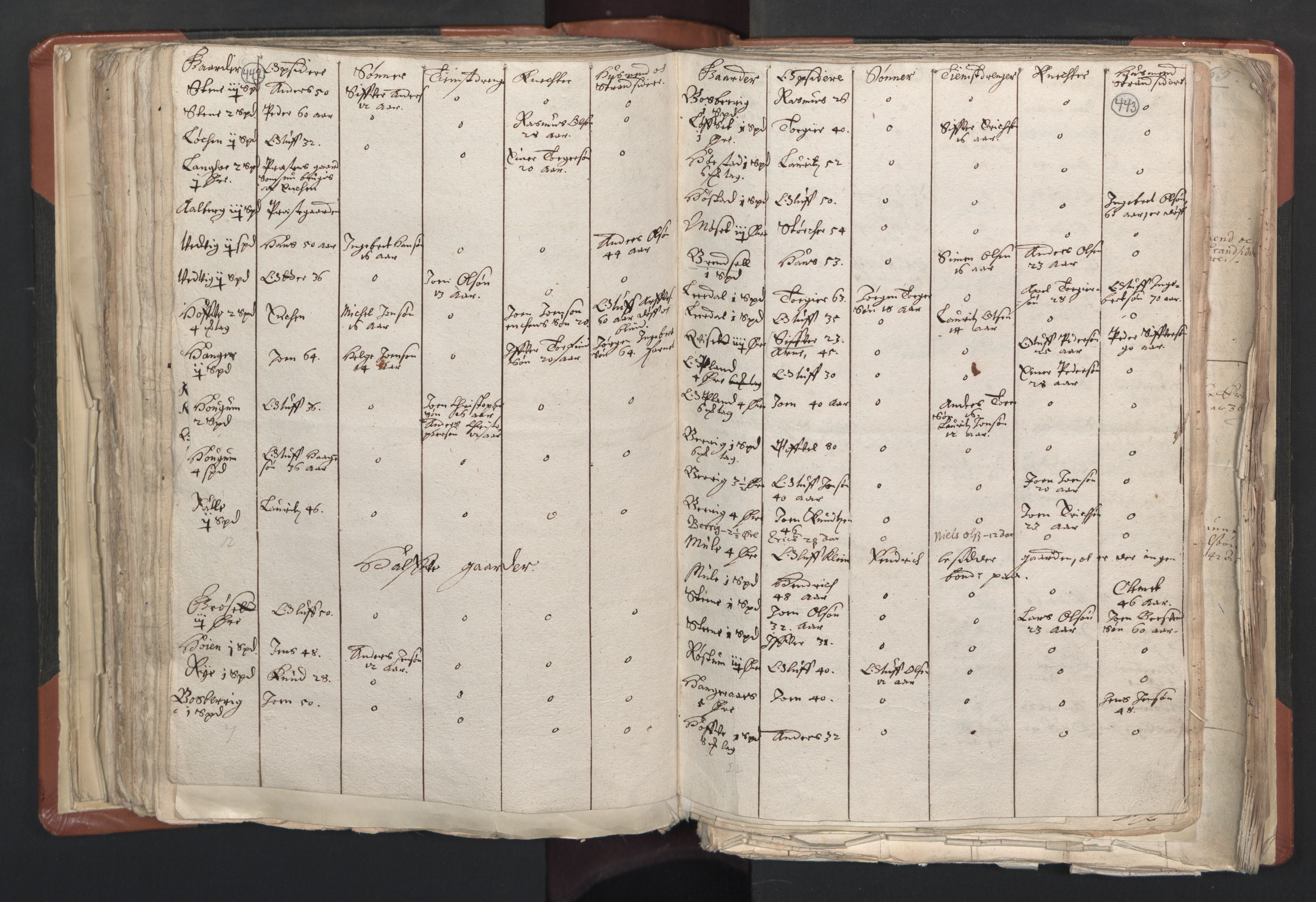 RA, Vicar's Census 1664-1666, no. 31: Dalane deanery, 1664-1666, p. 442-443