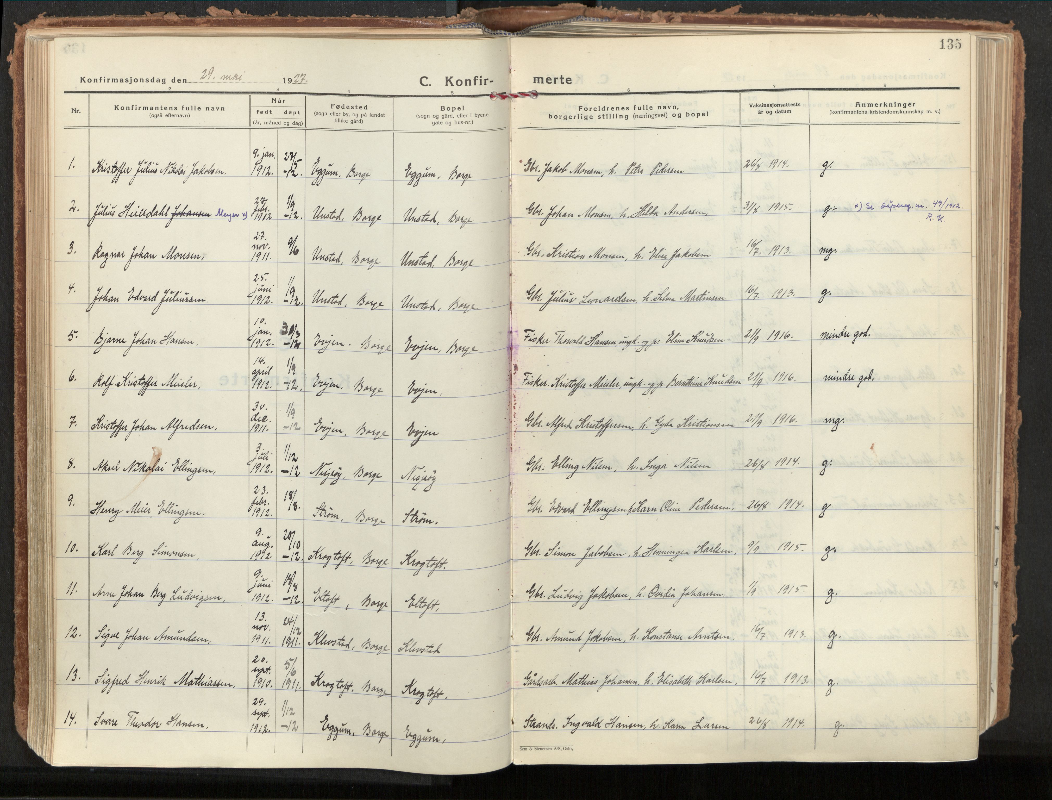 Ministerialprotokoller, klokkerbøker og fødselsregistre - Nordland, SAT/A-1459/880/L1137: Parish register (official) no. 880A11, 1927-1944, p. 135