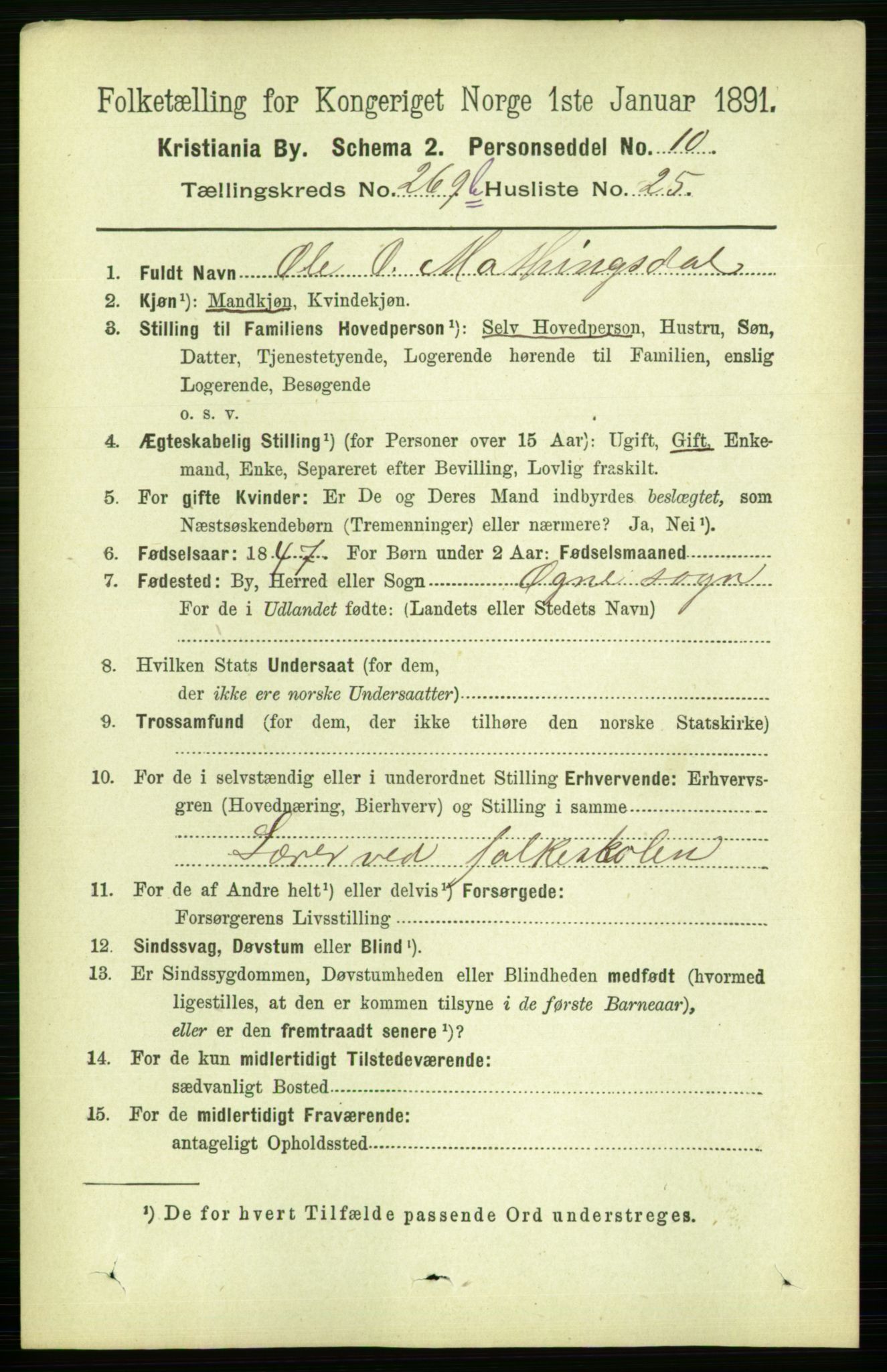 RA, 1891 census for 0301 Kristiania, 1891, p. 107488