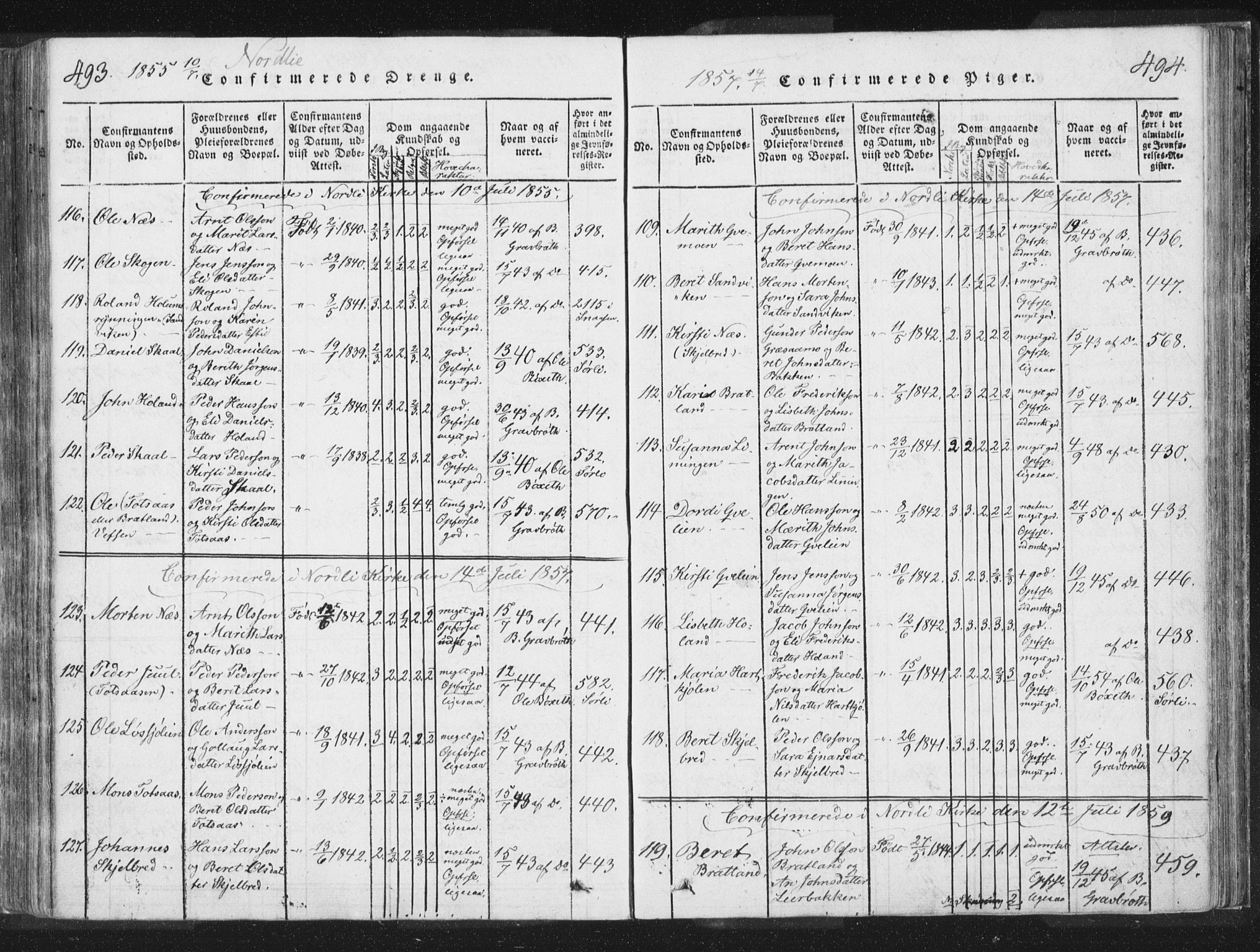 Ministerialprotokoller, klokkerbøker og fødselsregistre - Nord-Trøndelag, SAT/A-1458/755/L0491: Parish register (official) no. 755A01 /1, 1817-1864, p. 493-494