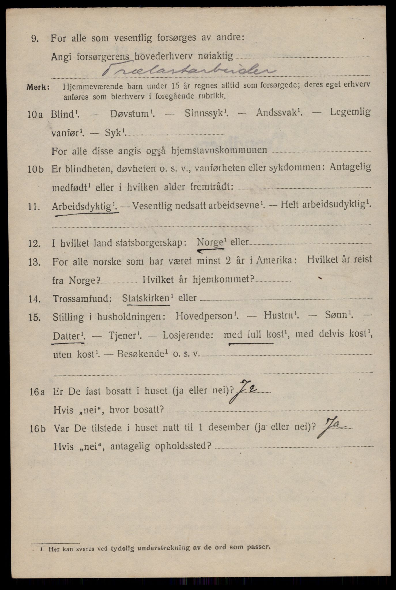 SAT, 1920 census for Trondheim, 1920, p. 144085