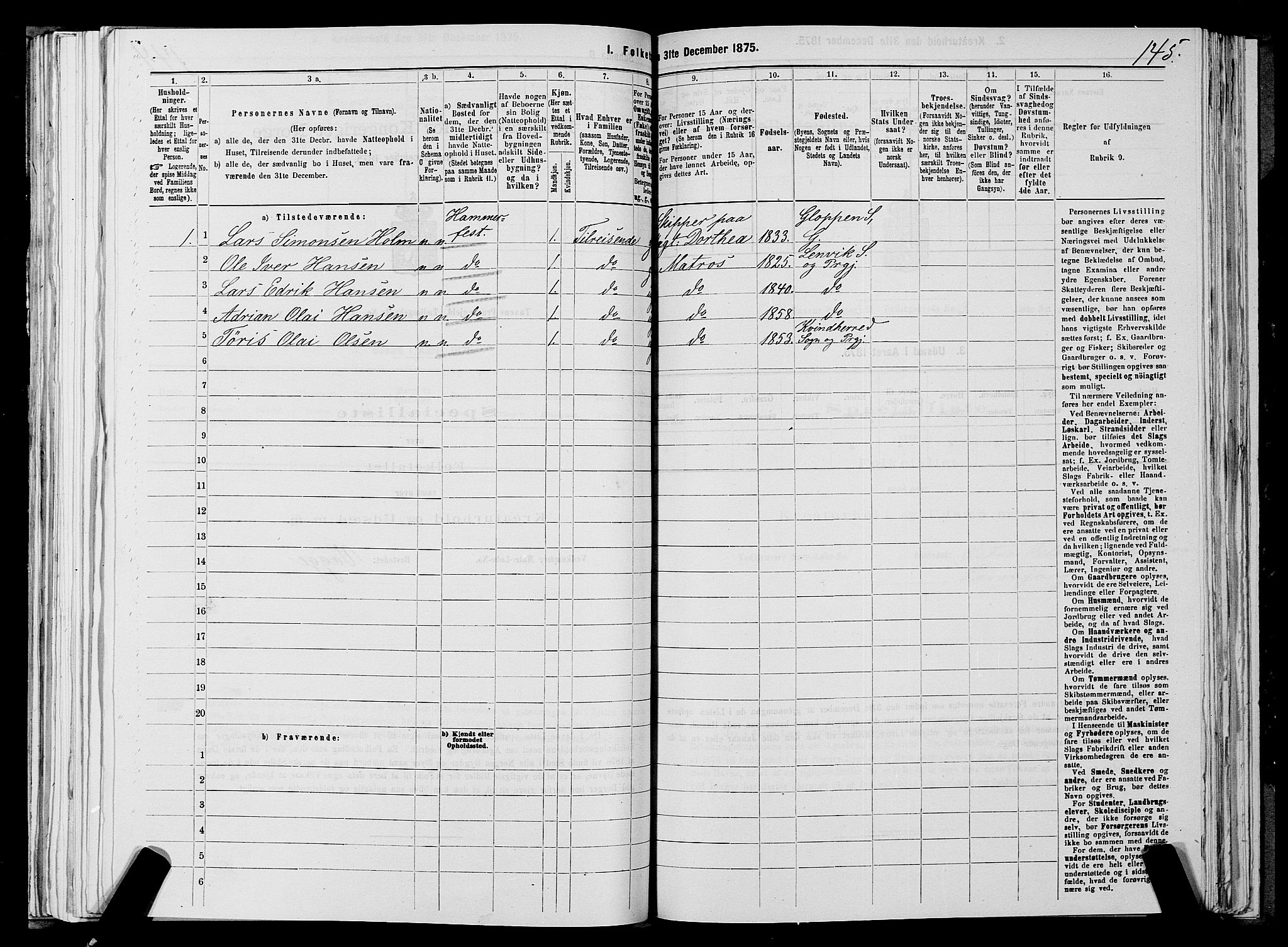 SATØ, 1875 census for 2025P Tana, 1875, p. 1145