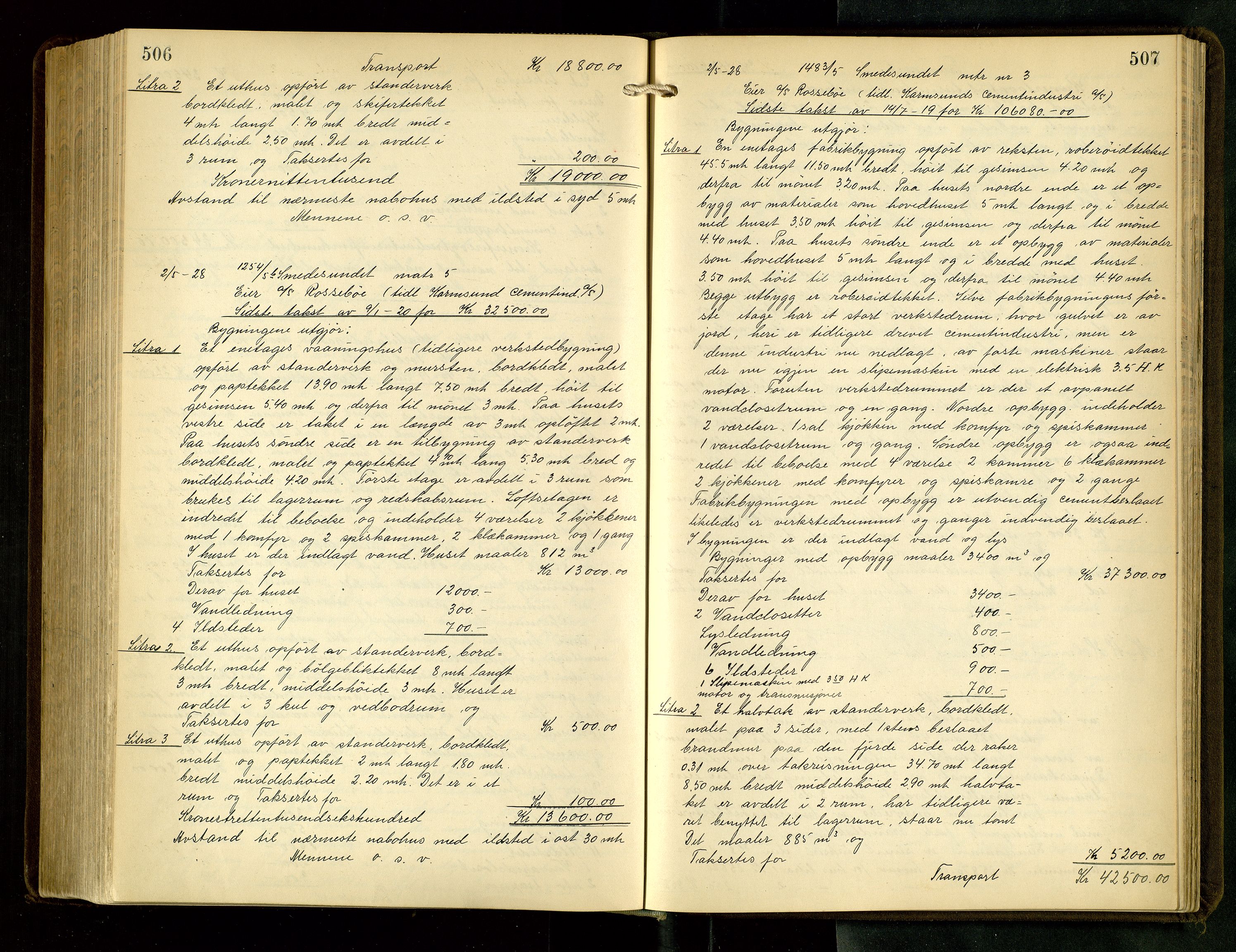 Norges Brannkasse Haugesund, AV/SAST-A-102142/0002/O/L0012: Branntakstprotokoll, 1925-1928, p. 506-507