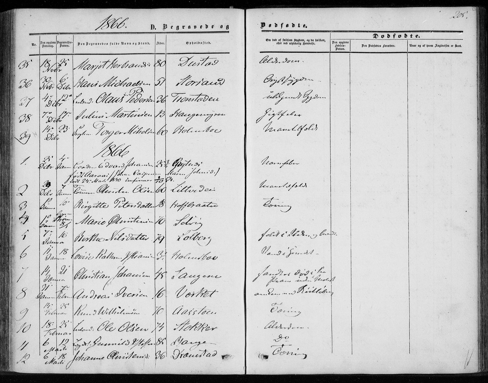 Hurum kirkebøker, SAKO/A-229/F/Fa/L0012: Parish register (official) no. 12, 1861-1875, p. 205