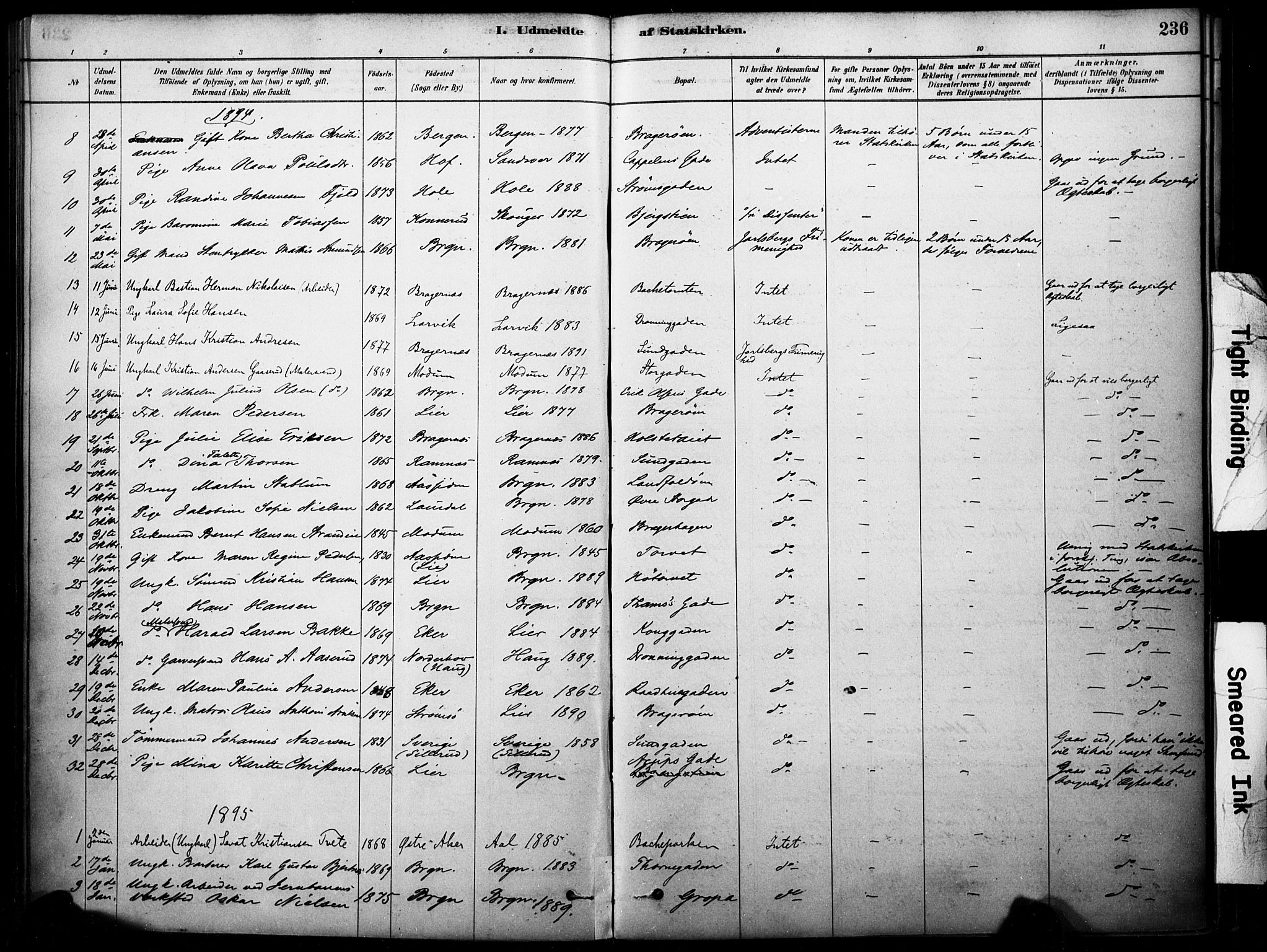 Bragernes kirkebøker, SAKO/A-6/F/Fc/L0005: Parish register (official) no. III 5, 1878-1890, p. 236