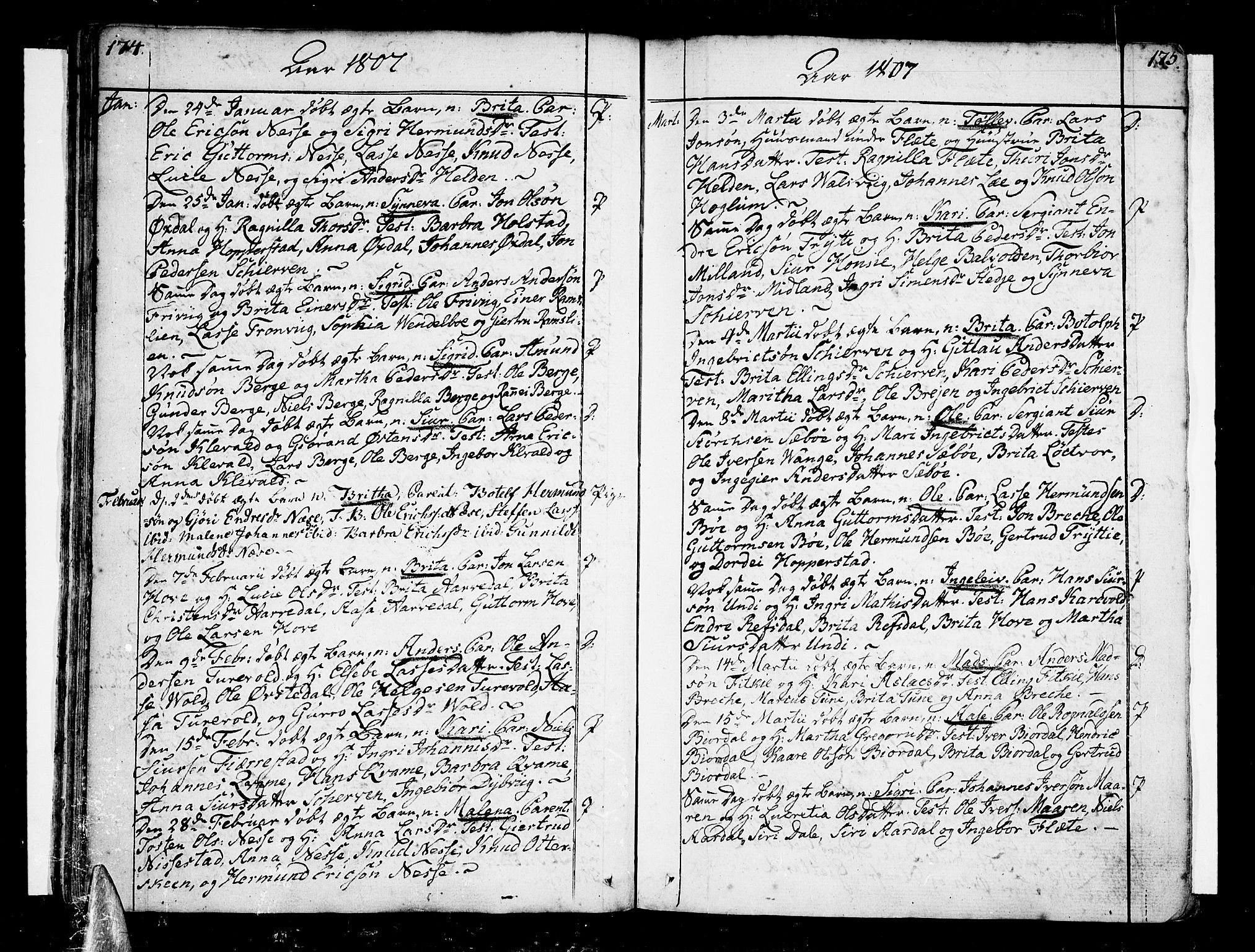 Vik sokneprestembete, SAB/A-81501: Parish register (official) no. A 5, 1787-1820, p. 174-175