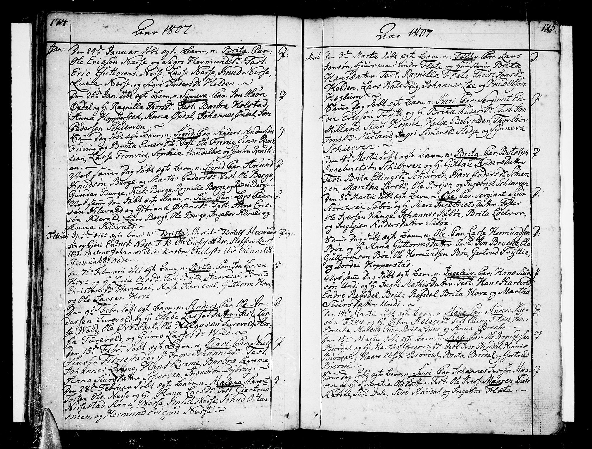 Vik sokneprestembete, AV/SAB-A-81501/H/Haa/Haaa/L0005: Parish register (official) no. A 5, 1787-1820, p. 174-175