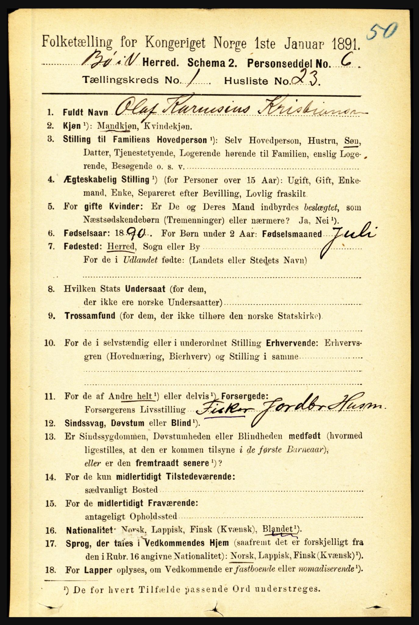 RA, 1891 census for 1867 Bø, 1891, p. 271
