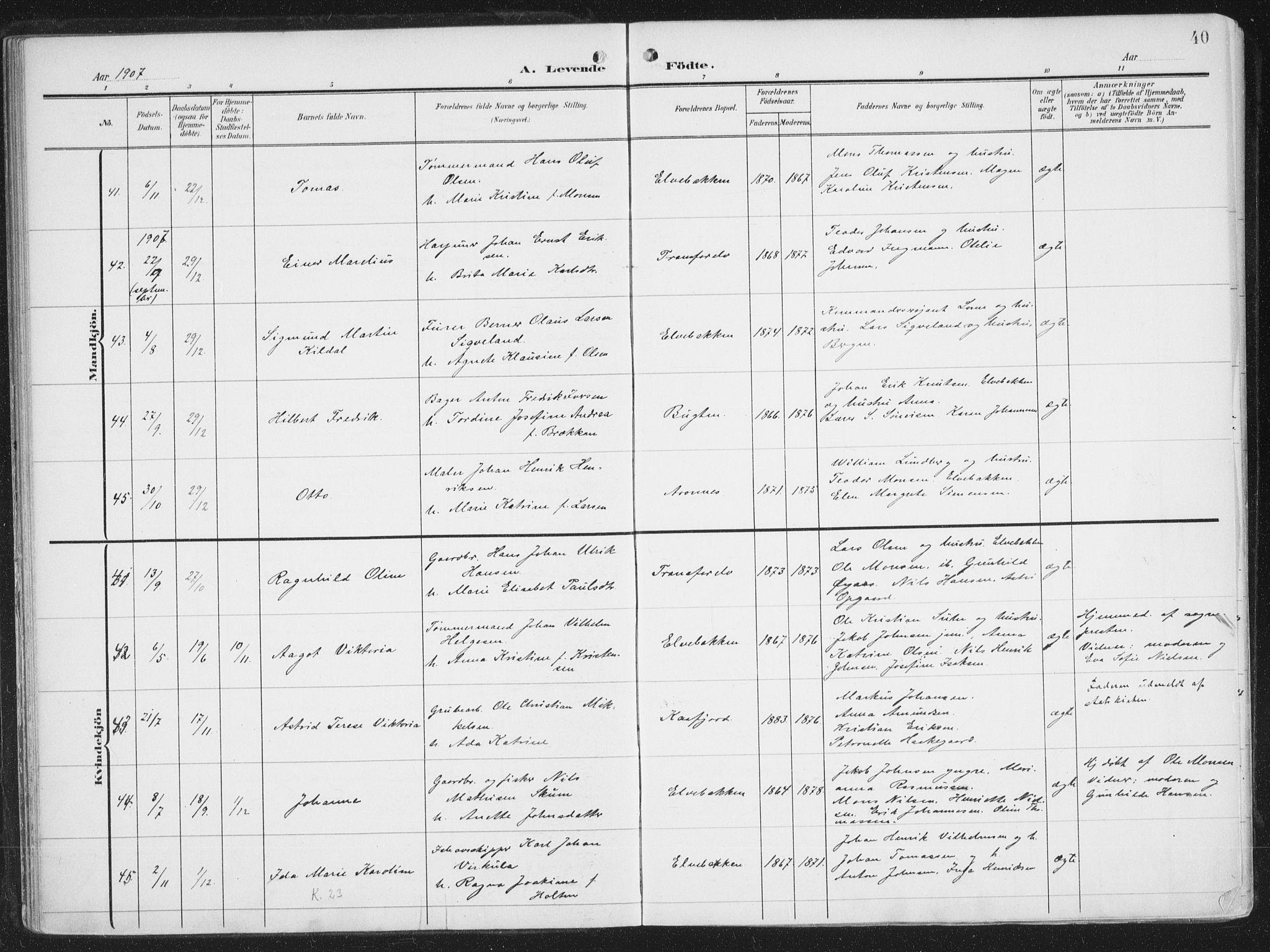 Alta sokneprestkontor, AV/SATØ-S-1338/H/Ha/L0005.kirke: Parish register (official) no. 5, 1904-1918, p. 40