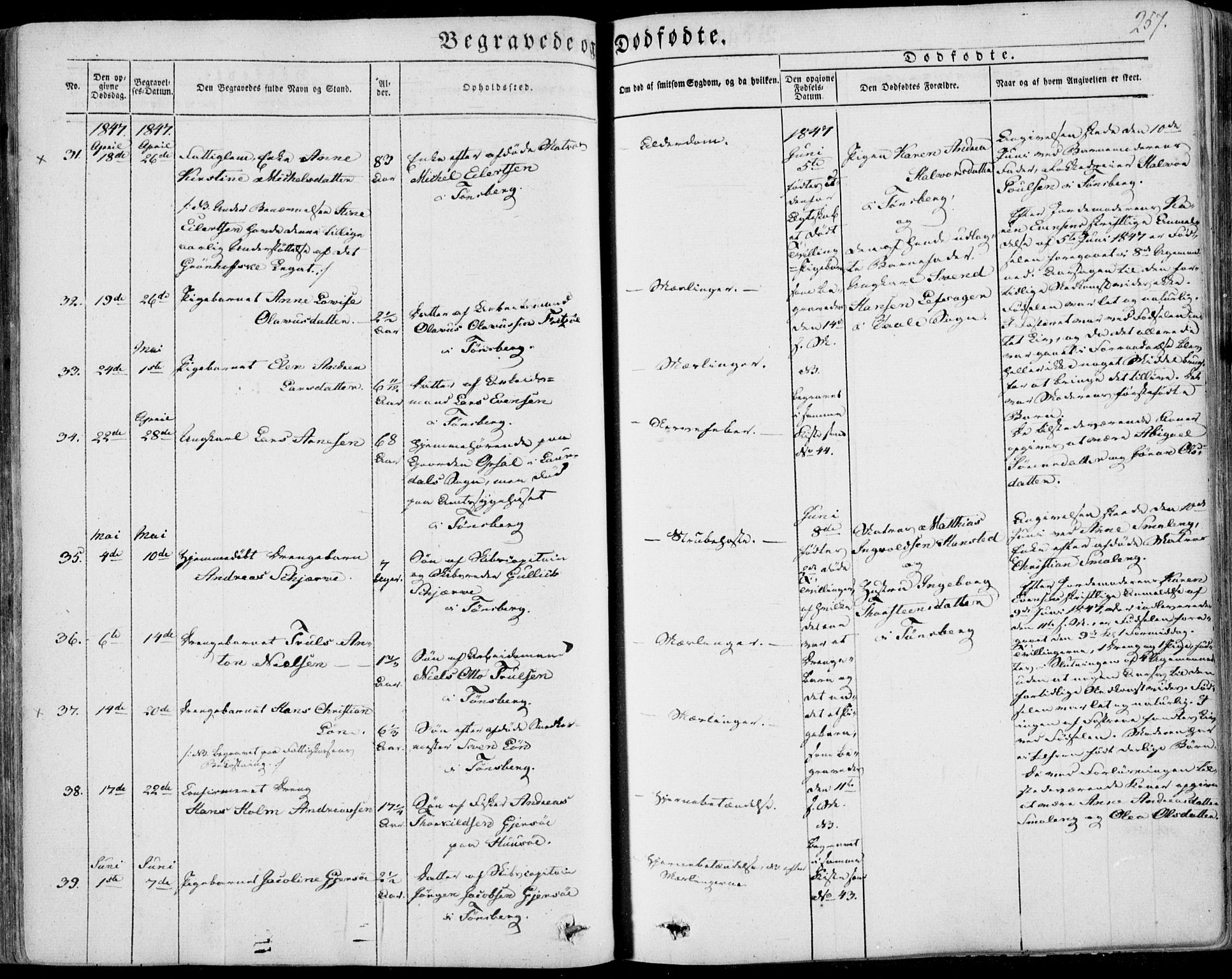 Tønsberg kirkebøker, AV/SAKO-A-330/F/Fa/L0007: Parish register (official) no. I 7, 1845-1854, p. 257
