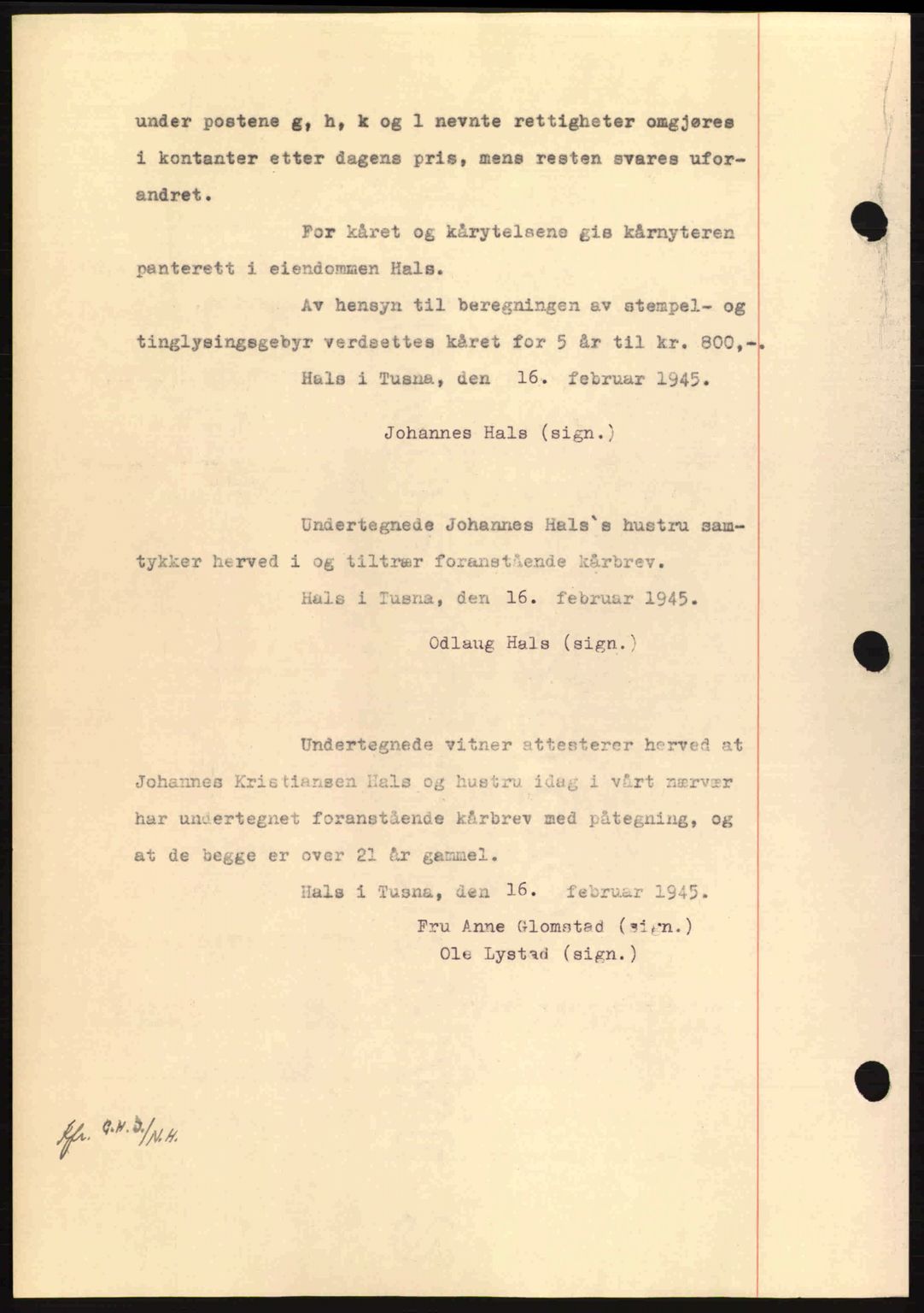 Nordmøre sorenskriveri, AV/SAT-A-4132/1/2/2Ca: Mortgage book no. B92, 1944-1945, Diary no: : 299/1945