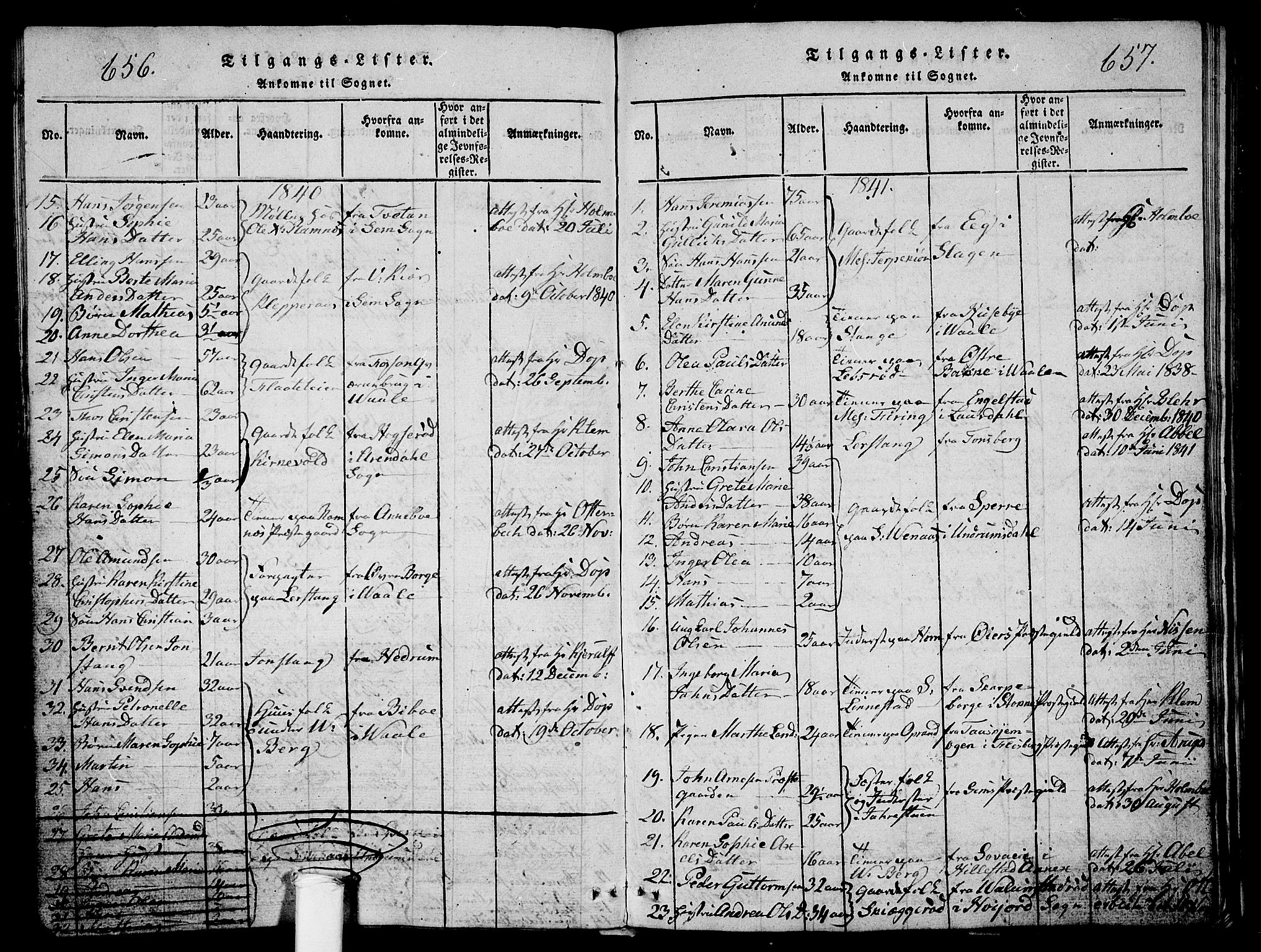 Ramnes kirkebøker, AV/SAKO-A-314/G/Ga/L0001: Parish register (copy) no. I 1, 1813-1847, p. 656-657