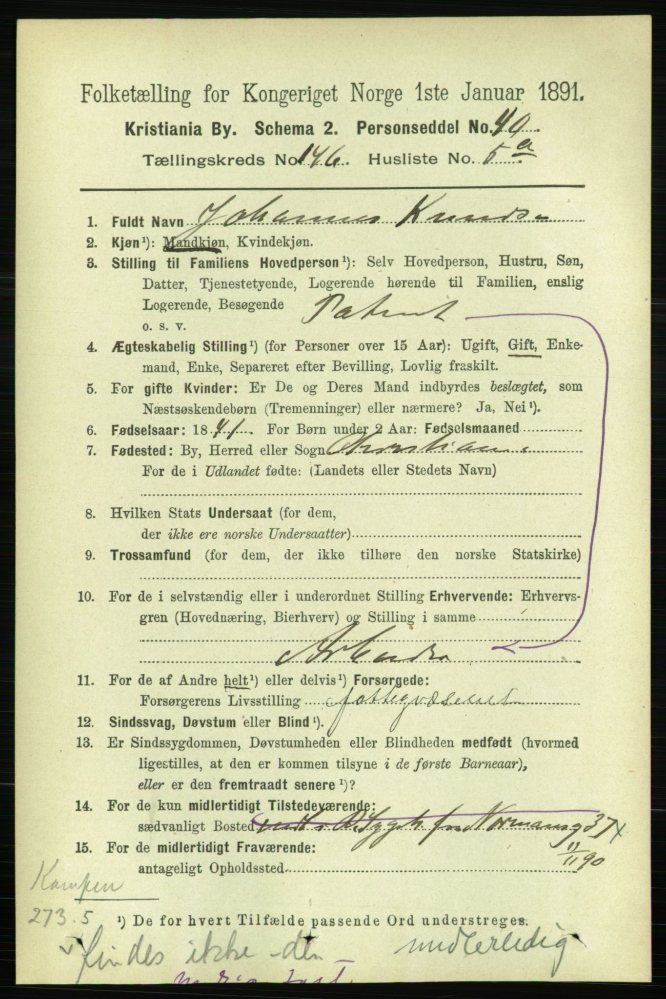 RA, 1891 census for 0301 Kristiania, 1891, p. 80794