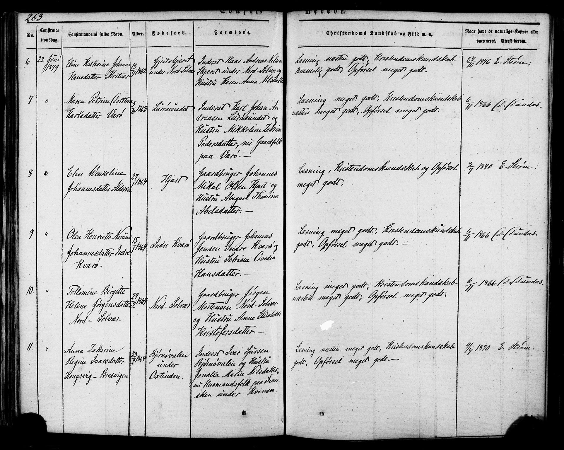 Ministerialprotokoller, klokkerbøker og fødselsregistre - Nordland, AV/SAT-A-1459/839/L0567: Parish register (official) no. 839A04, 1863-1879, p. 263