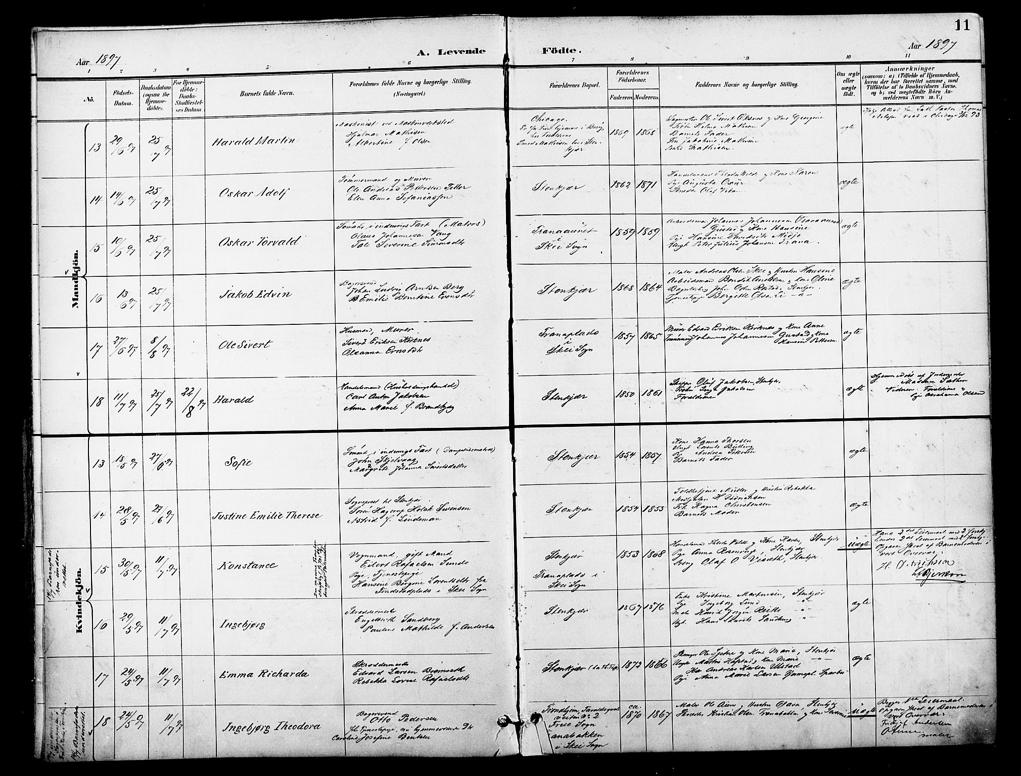 Ministerialprotokoller, klokkerbøker og fødselsregistre - Nord-Trøndelag, AV/SAT-A-1458/739/L0372: Parish register (official) no. 739A04, 1895-1903, p. 11