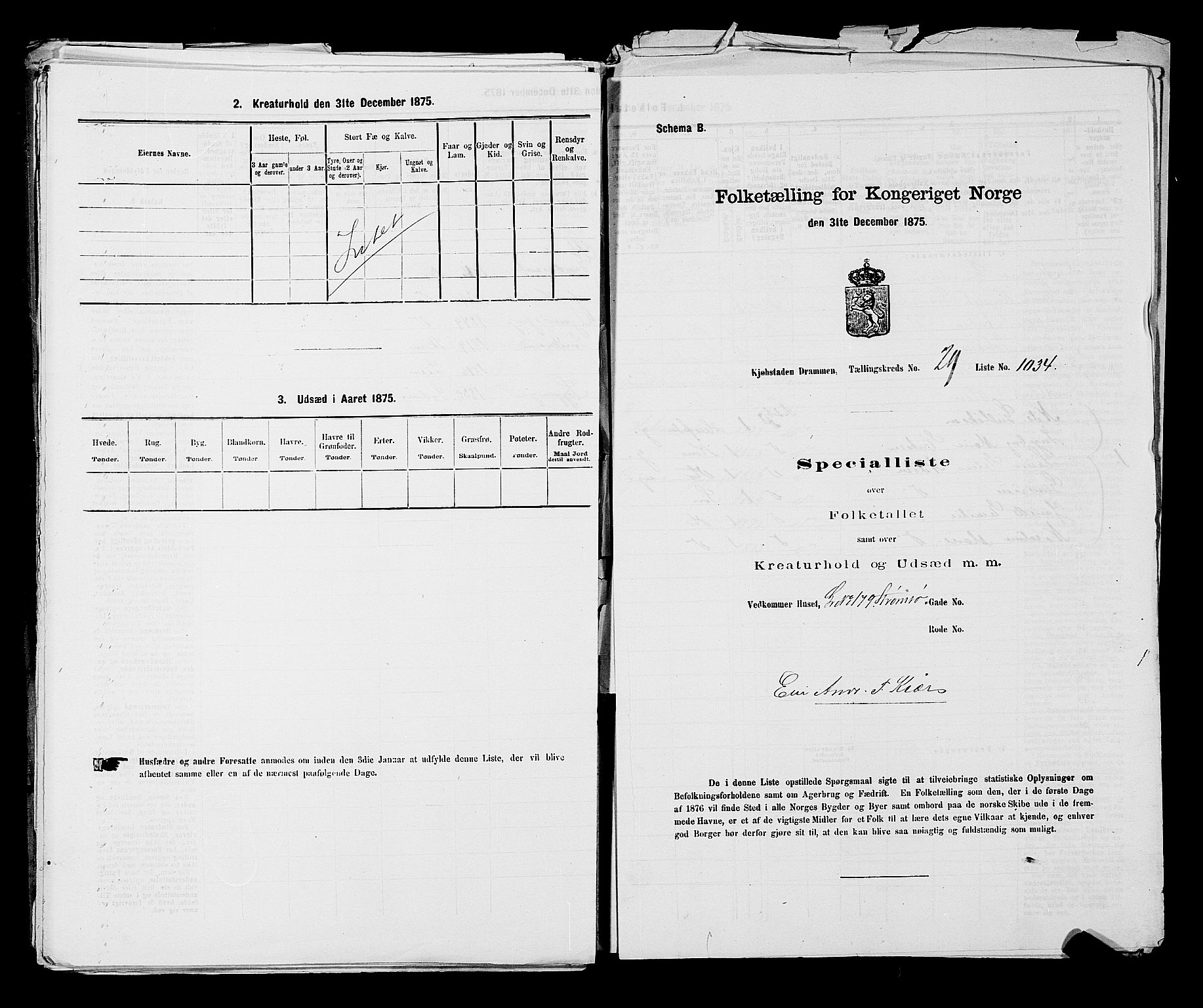 SAKO, 1875 census for 0602 Drammen, 1875, p. 2772