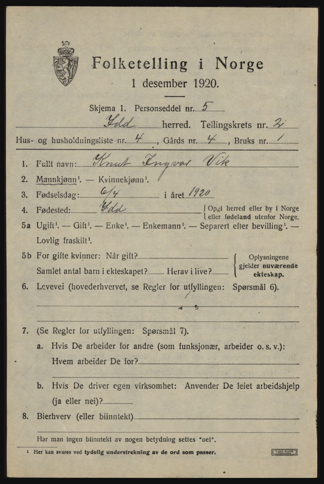 SAO, 1920 census for Idd, 1920, p. 2338