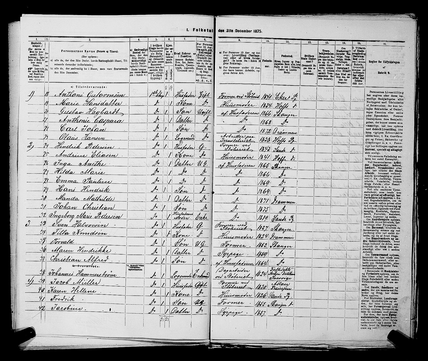 SAKO, 1875 census for 0602 Drammen, 1875, p. 3762