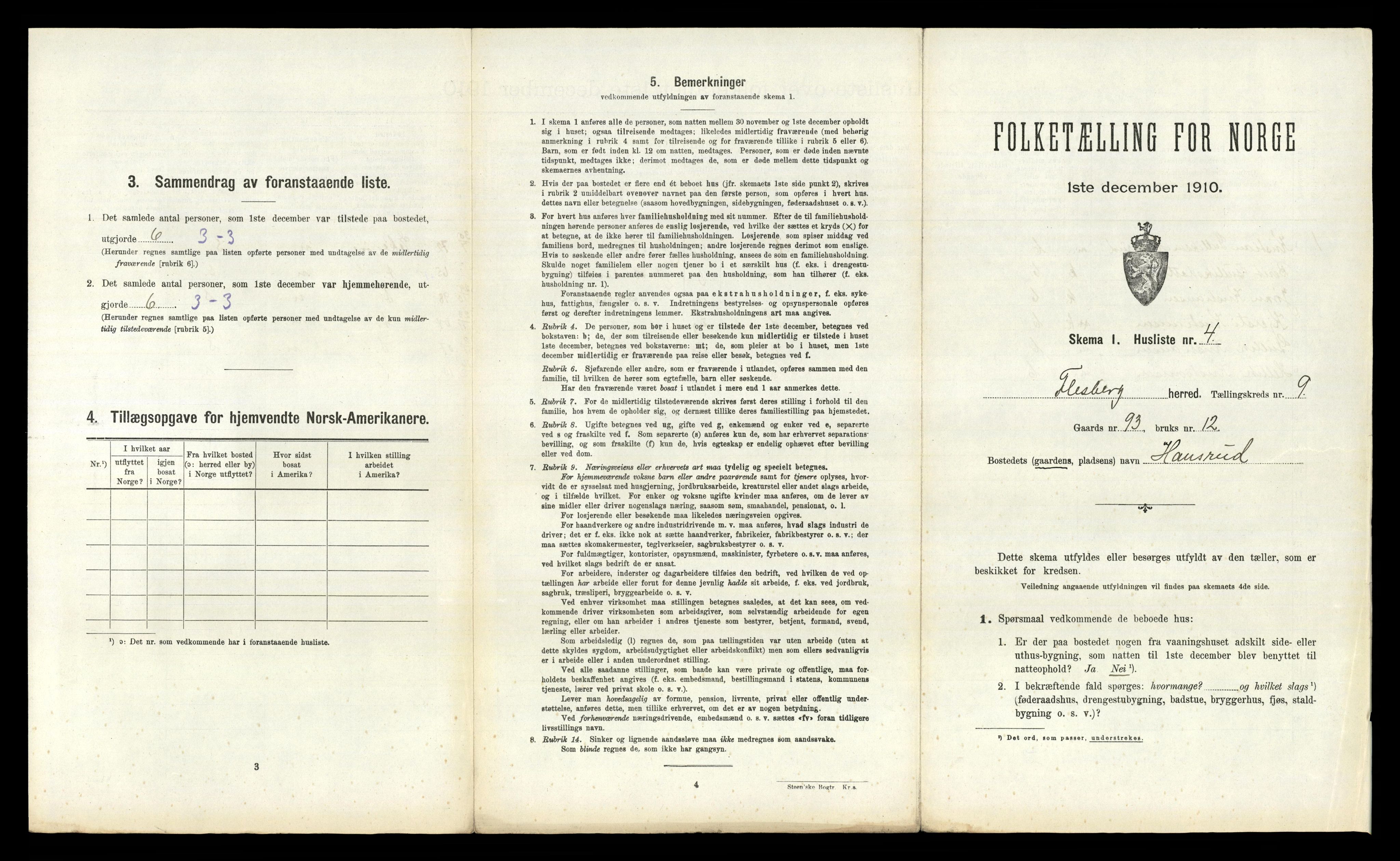 RA, 1910 census for Flesberg, 1910, p. 679