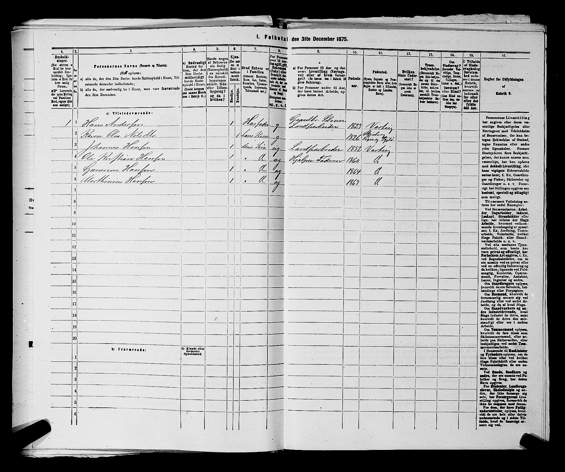 RA, 1875 census for 0114P Varteig, 1875, p. 236