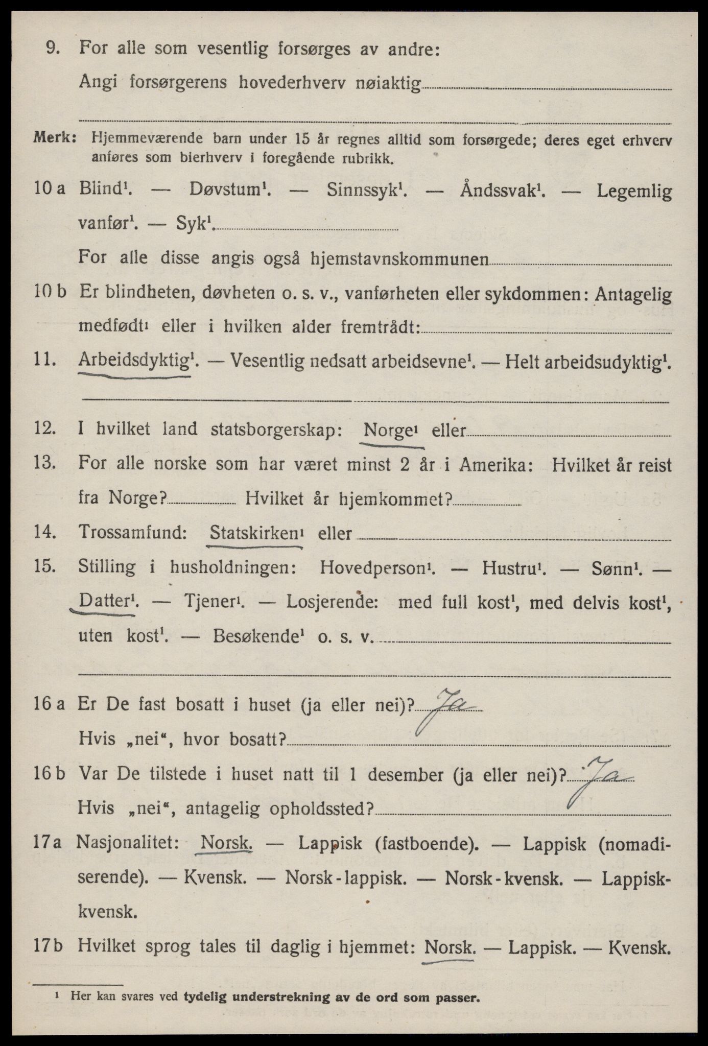 SAT, 1920 census for Soknedal, 1920, p. 3583