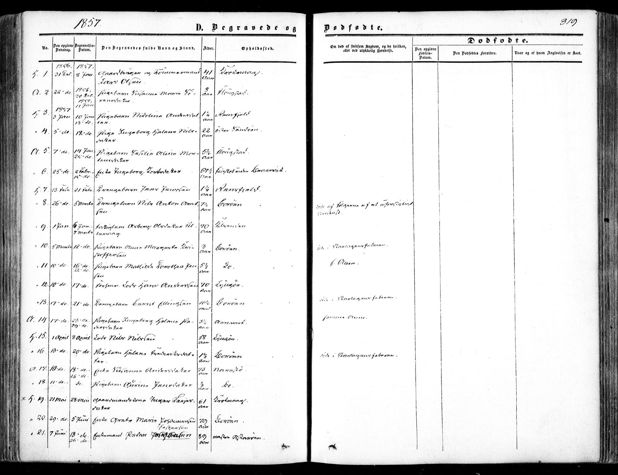 Dypvåg sokneprestkontor, SAK/1111-0007/F/Fa/Faa/L0006: Parish register (official) no. A 6, 1855-1872, p. 319