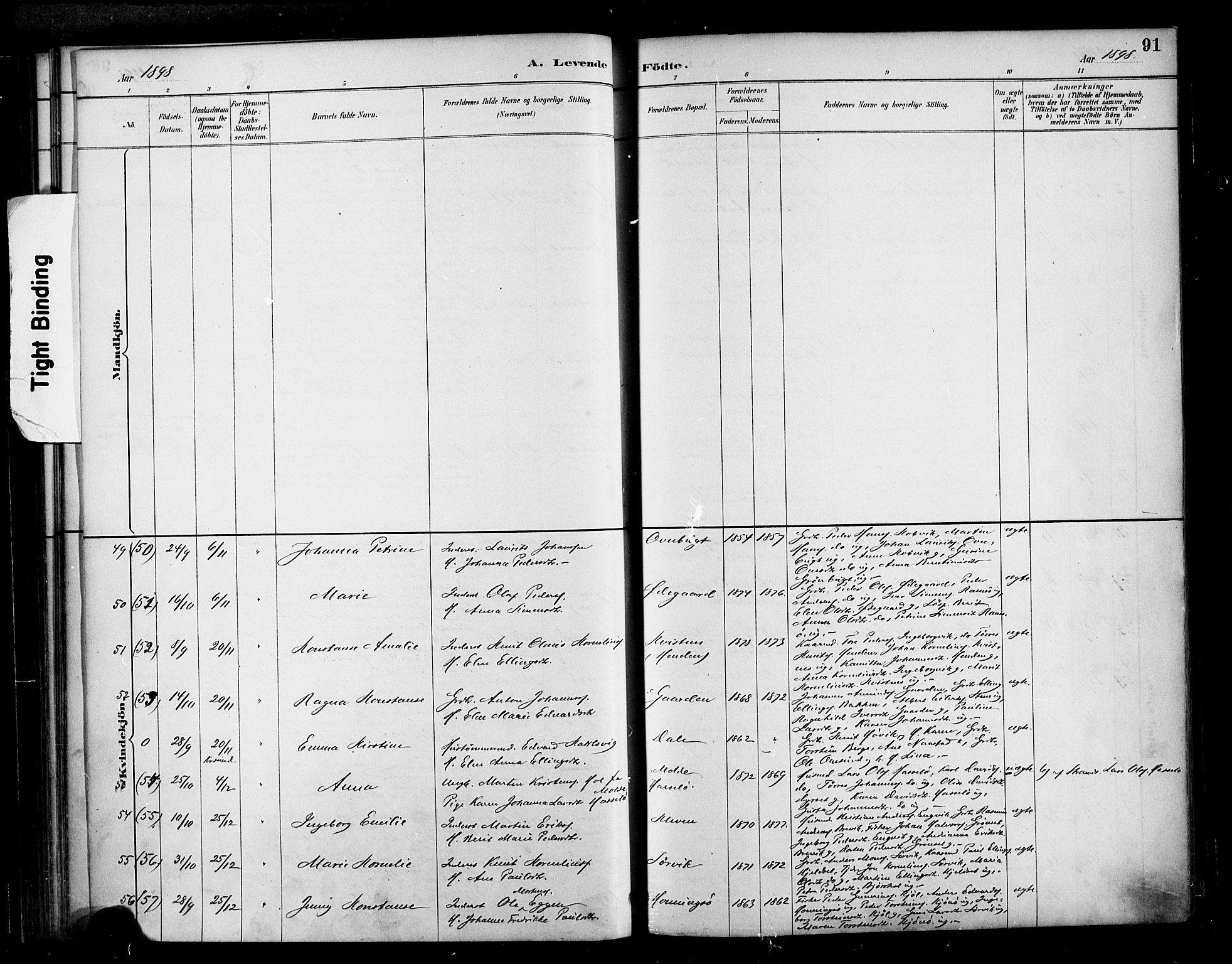 Ministerialprotokoller, klokkerbøker og fødselsregistre - Møre og Romsdal, AV/SAT-A-1454/569/L0819: Parish register (official) no. 569A05, 1885-1899, p. 91