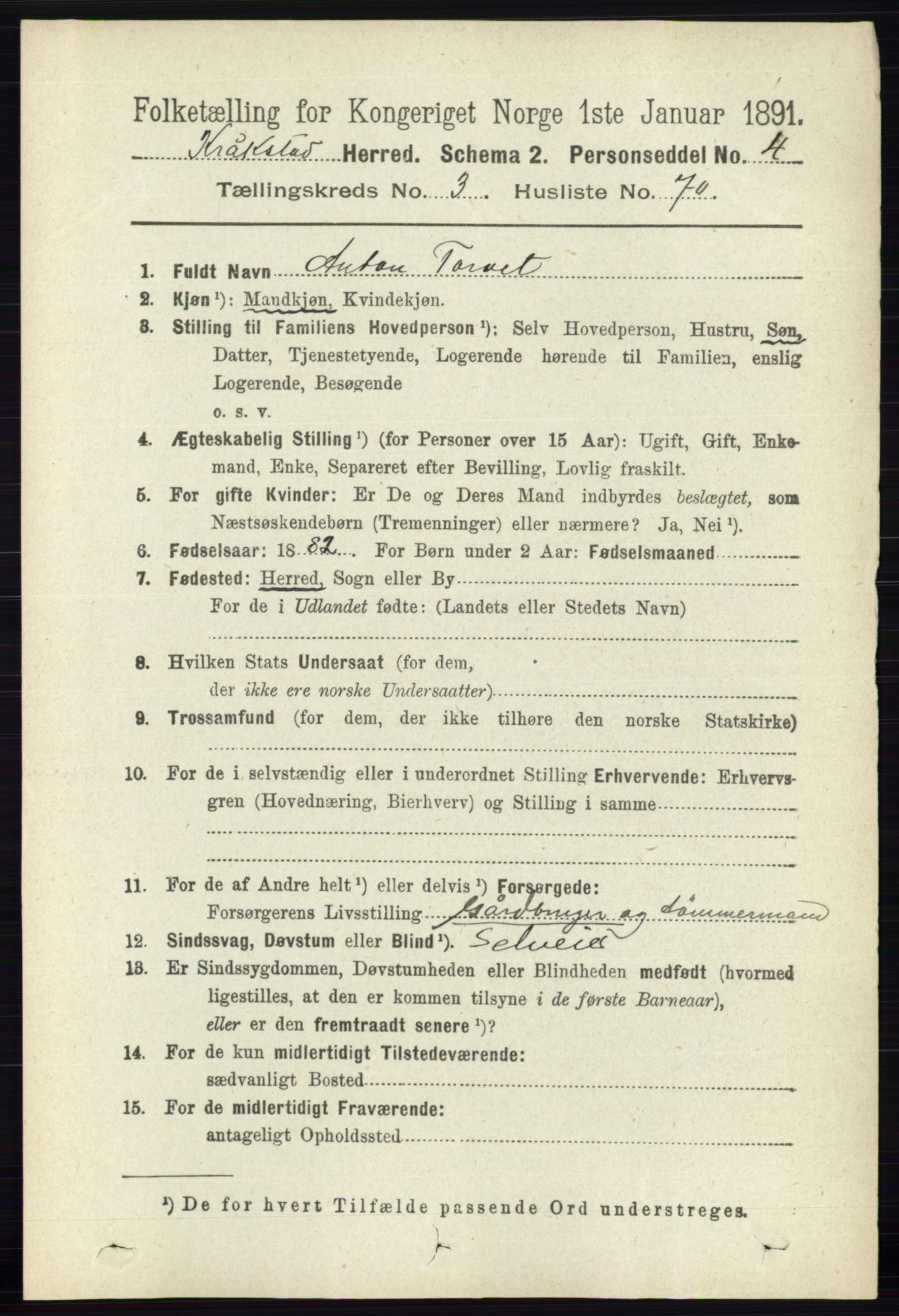 RA, 1891 census for 0212 Kråkstad, 1891, p. 1602