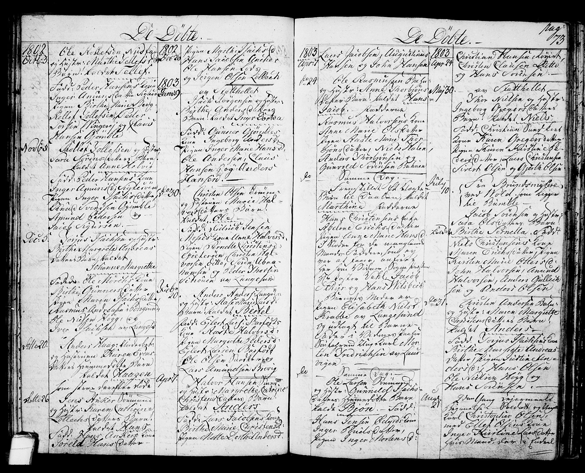 Langesund kirkebøker, SAKO/A-280/G/Ga/L0002: Parish register (copy) no. 2, 1801-1815, p. 73