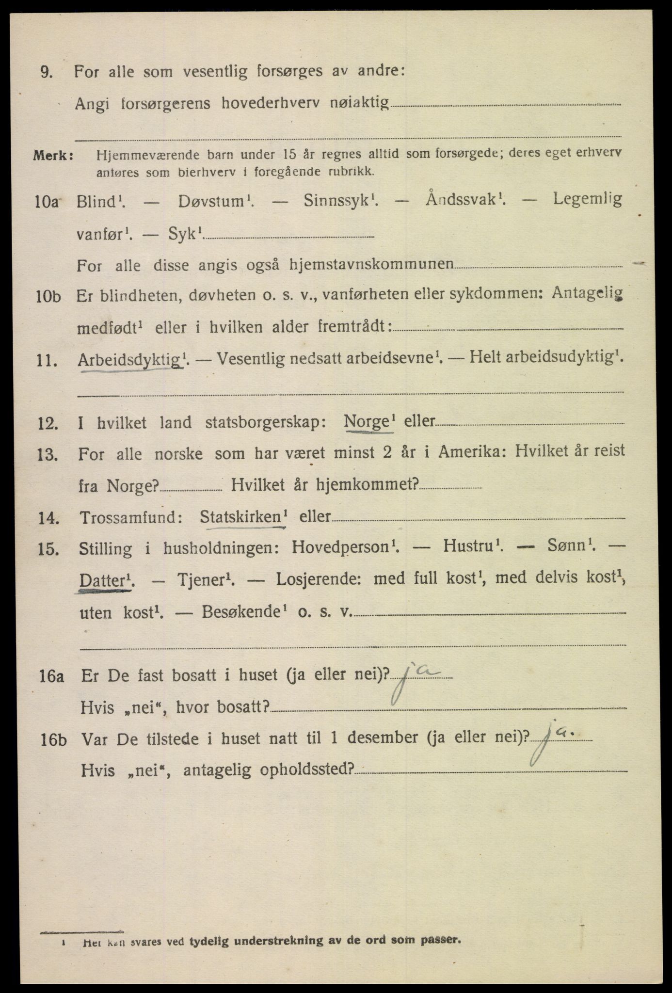 SAK, 1920 census for Gyland, 1920, p. 1023