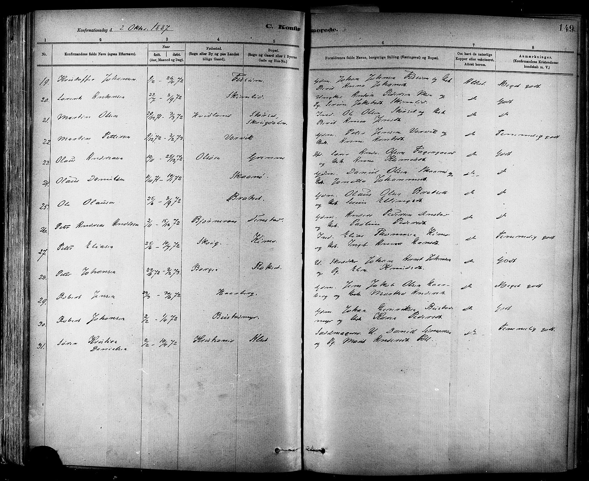 Ministerialprotokoller, klokkerbøker og fødselsregistre - Sør-Trøndelag, SAT/A-1456/647/L0634: Parish register (official) no. 647A01, 1885-1896, p. 149