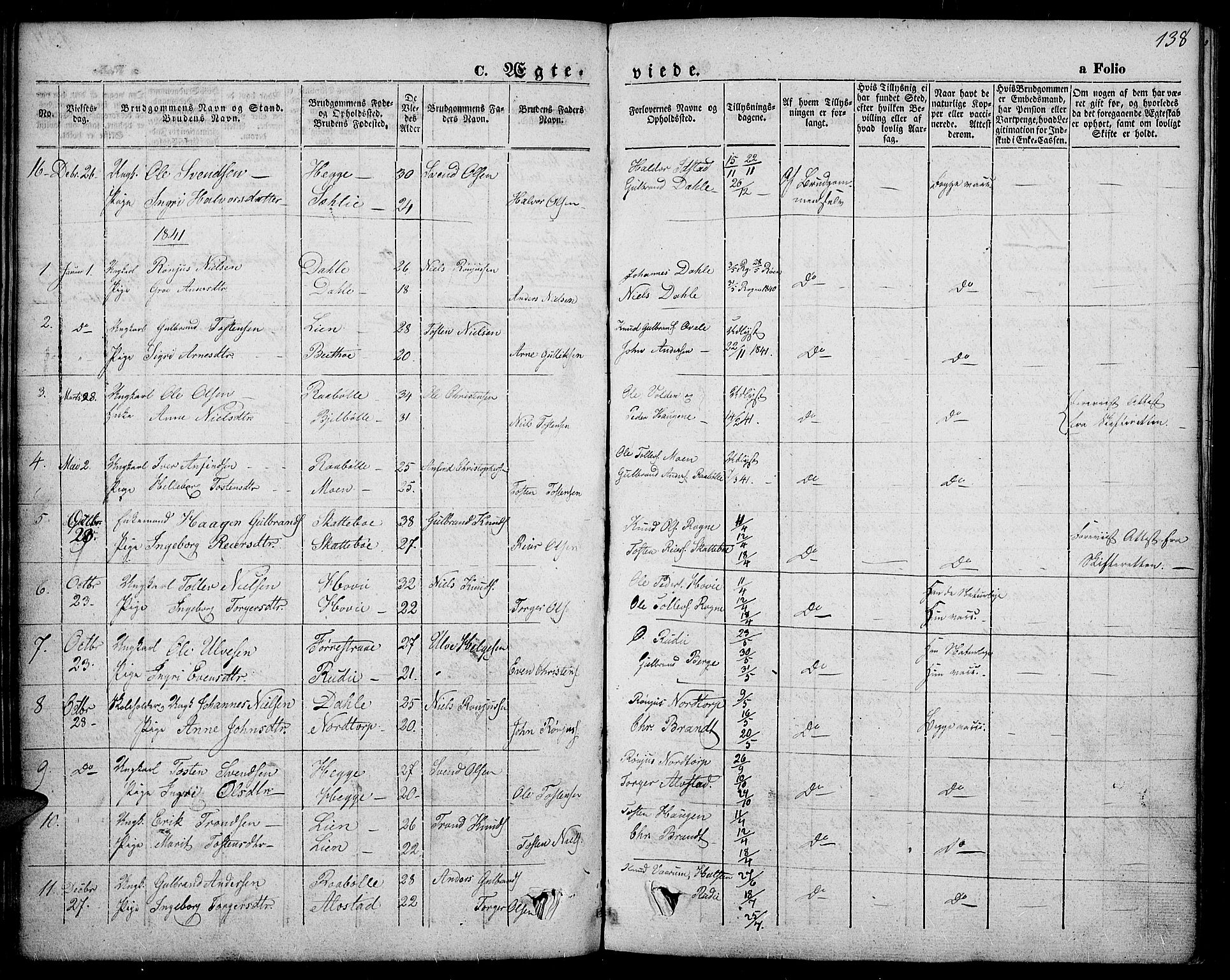 Slidre prestekontor, SAH/PREST-134/H/Ha/Haa/L0004: Parish register (official) no. 4, 1831-1848, p. 138
