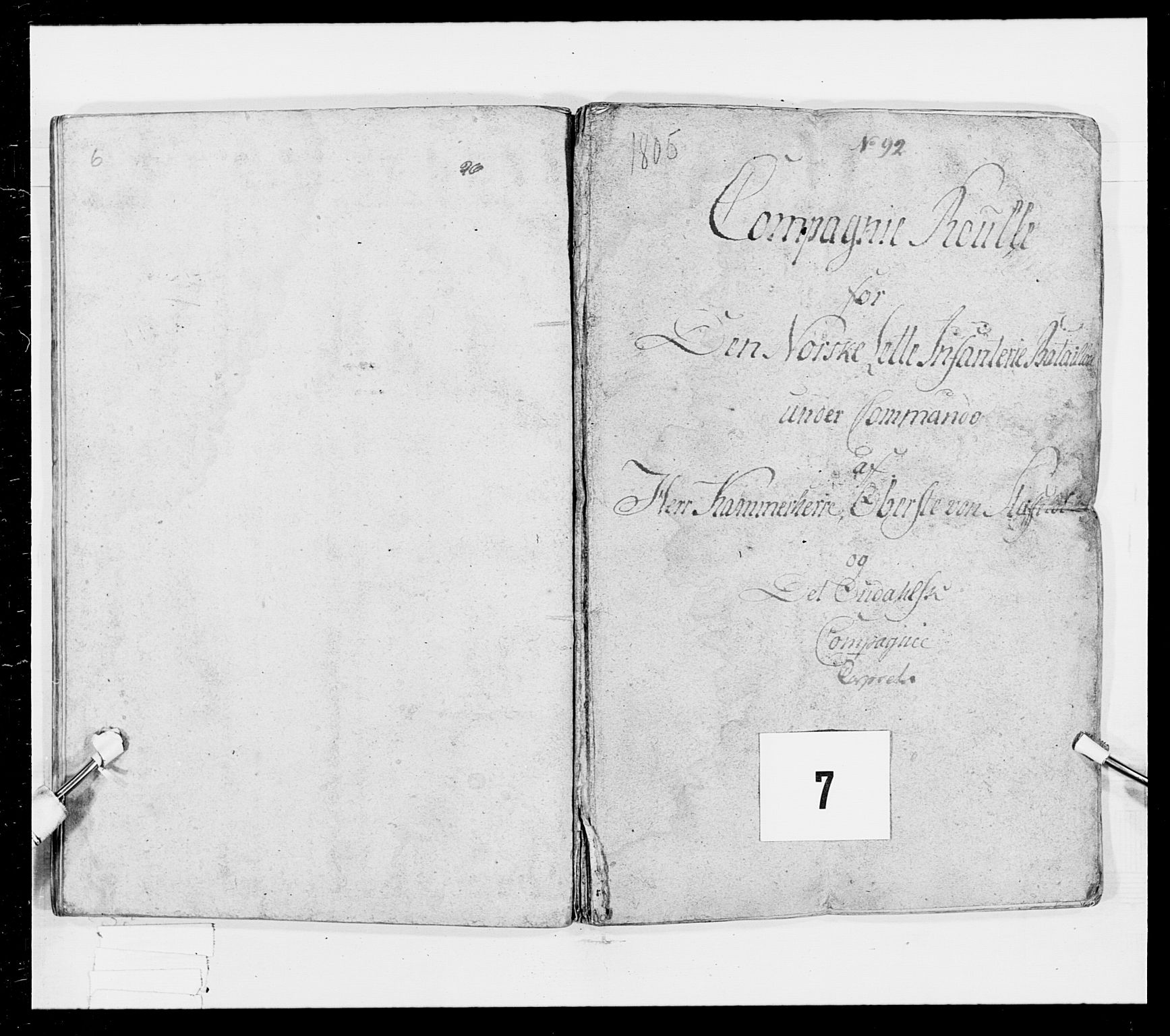 Generalitets- og kommissariatskollegiet, Det kongelige norske kommissariatskollegium, RA/EA-5420/E/Eh/L0023: Norske jegerkorps, 1805, p. 283