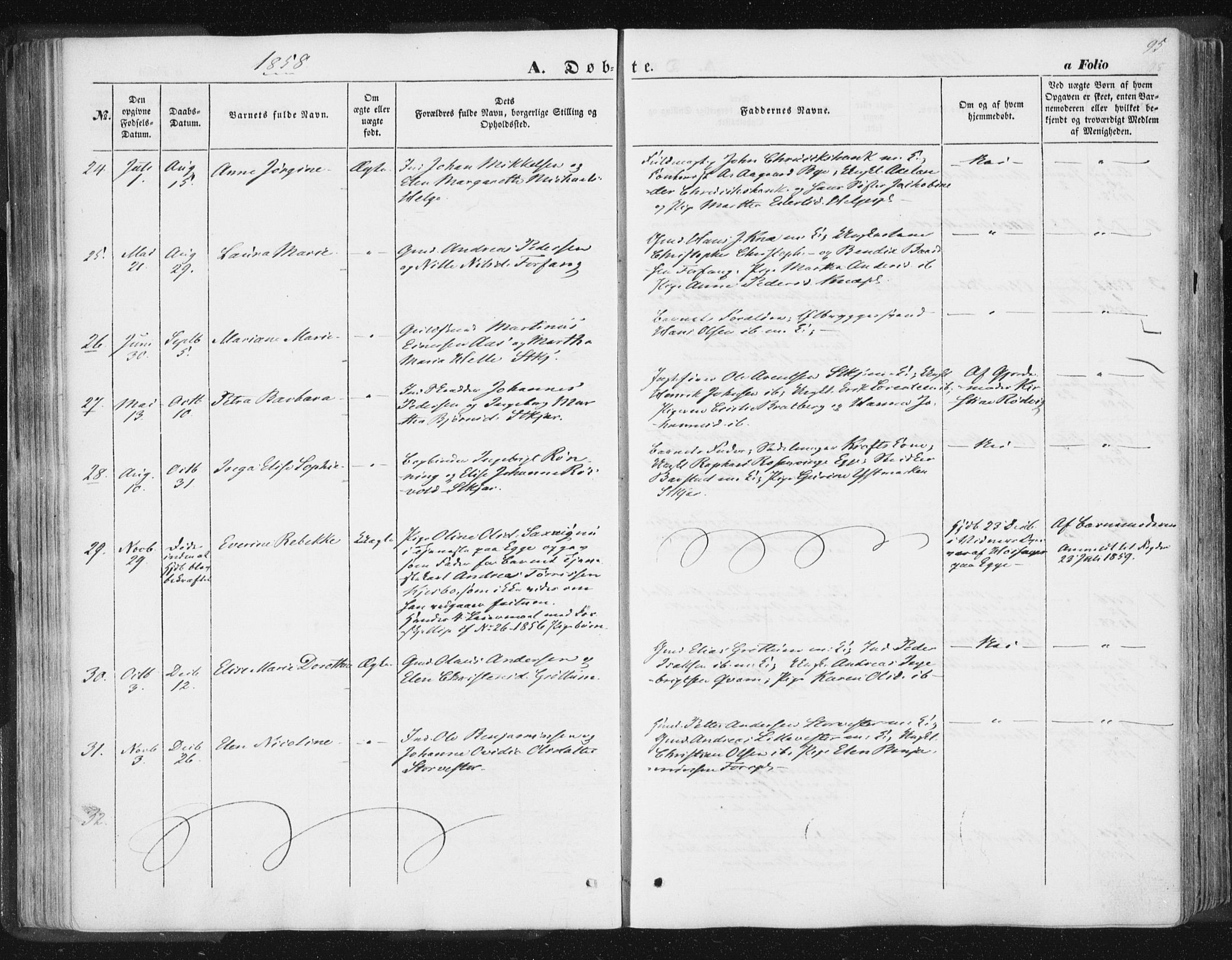 Ministerialprotokoller, klokkerbøker og fødselsregistre - Nord-Trøndelag, SAT/A-1458/746/L0446: Parish register (official) no. 746A05, 1846-1859, p. 95