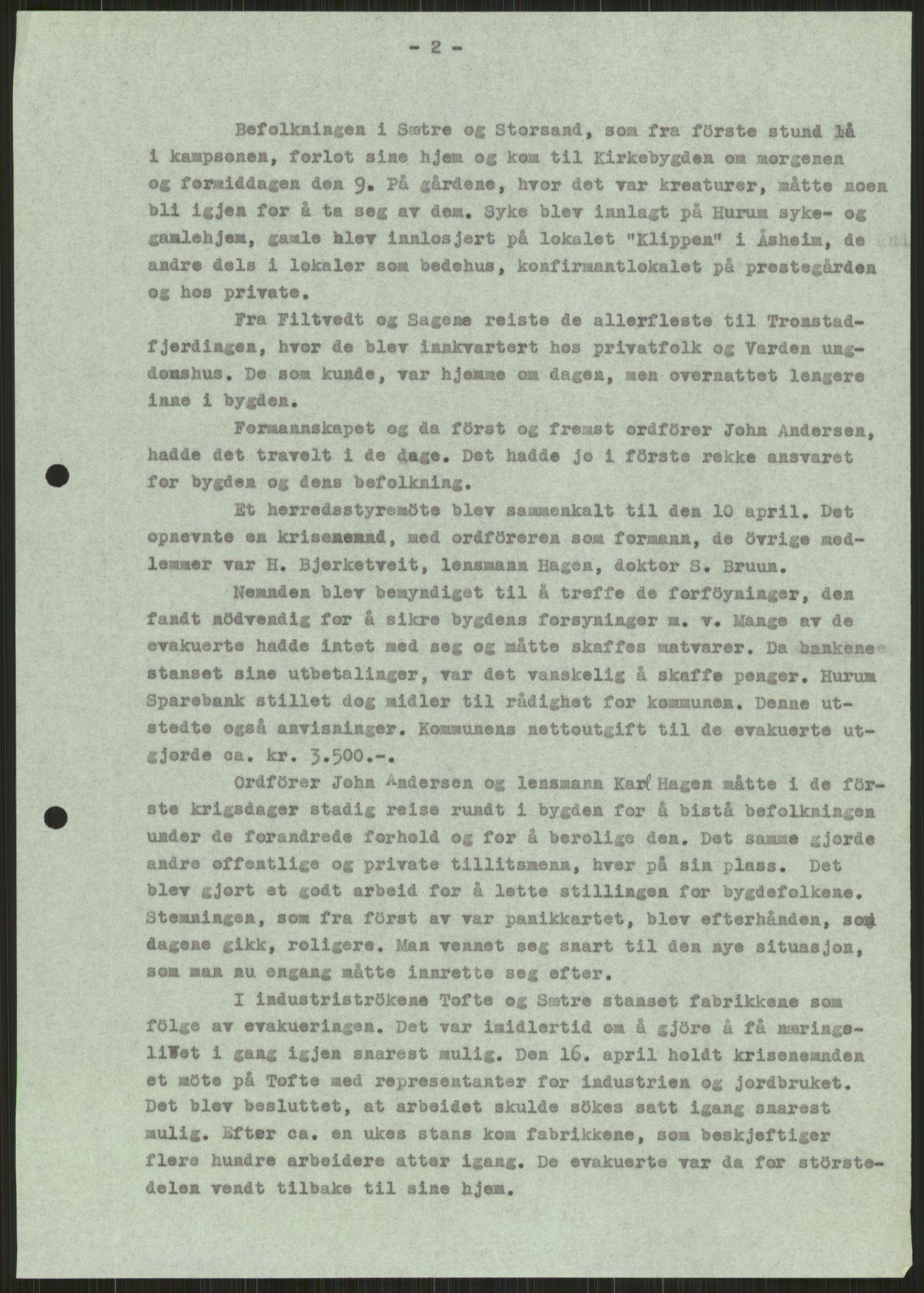 Forsvaret, Forsvarets krigshistoriske avdeling, AV/RA-RAFA-2017/Y/Ya/L0014: II-C-11-31 - Fylkesmenn.  Rapporter om krigsbegivenhetene 1940., 1940, p. 351