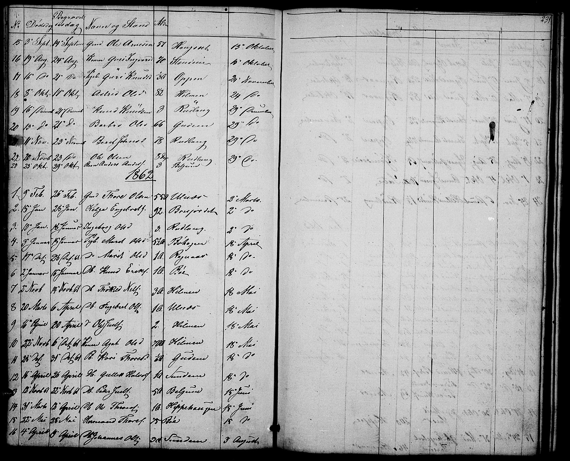 Nord-Aurdal prestekontor, SAH/PREST-132/H/Ha/Hab/L0004: Parish register (copy) no. 4, 1842-1882, p. 231