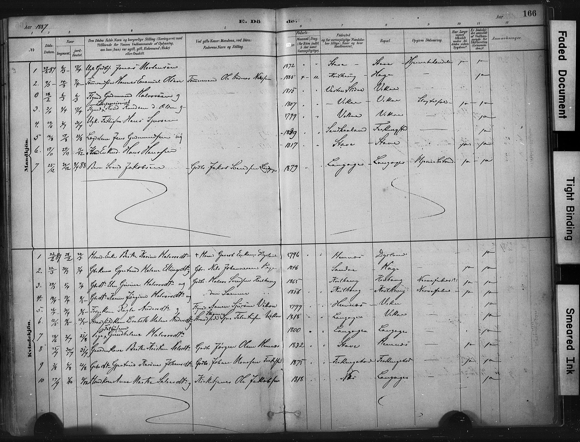 Skudenes sokneprestkontor, SAST/A -101849/H/Ha/Haa/L0010: Parish register (official) no. A 7, 1882-1912, p. 166