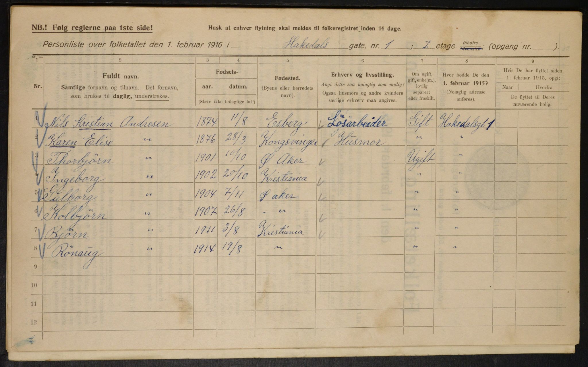 OBA, Municipal Census 1916 for Kristiania, 1916, p. 34549