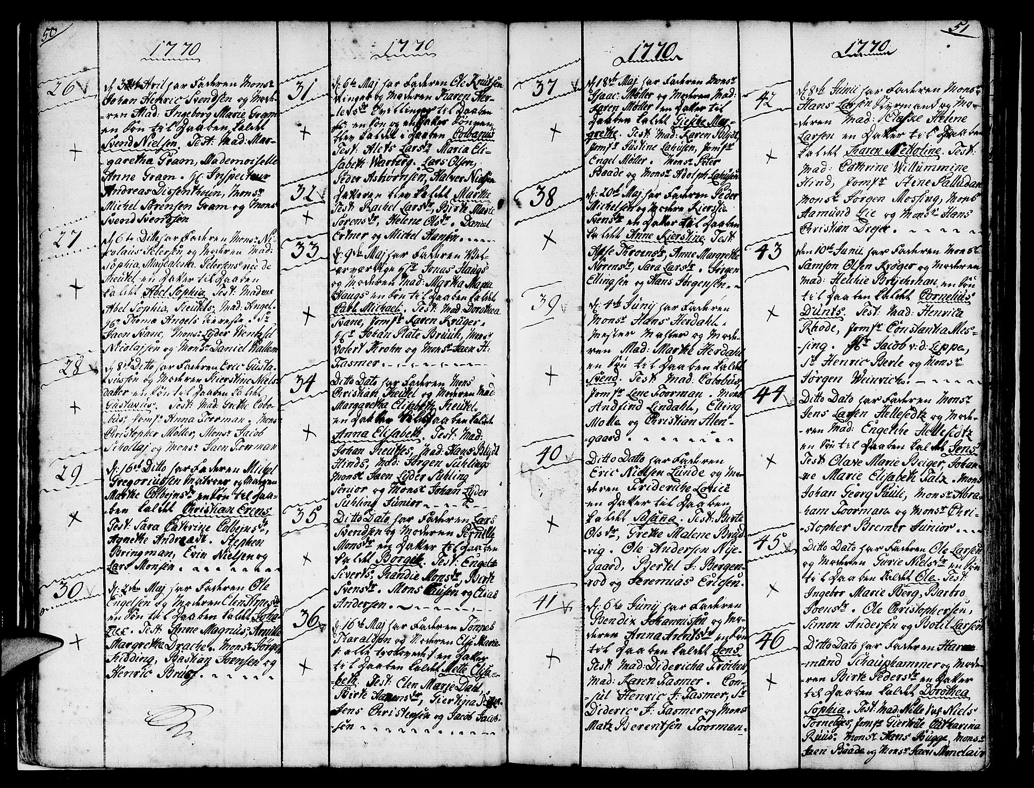 Nykirken Sokneprestembete, SAB/A-77101/H/Haa/L0004: Parish register (official) no. A 4, 1765-1775, p. 50-51