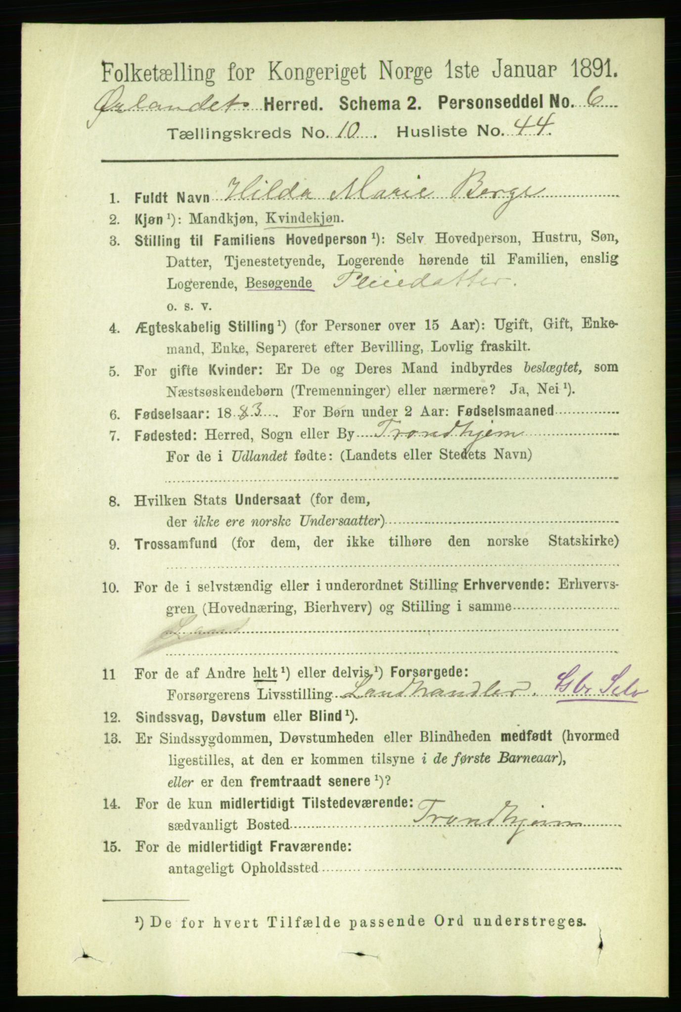 RA, 1891 census for 1621 Ørland, 1891, p. 4468