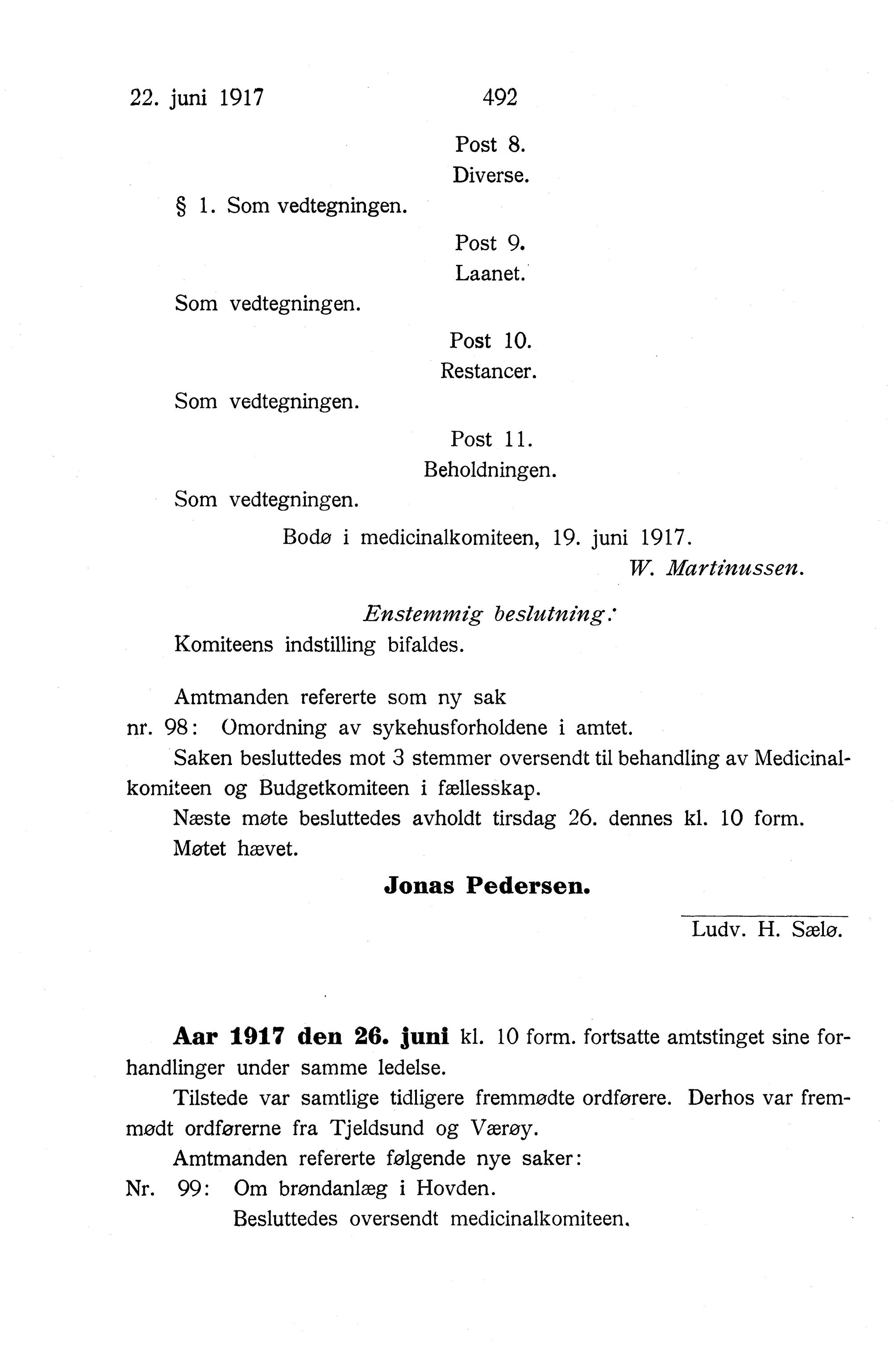 Nordland Fylkeskommune. Fylkestinget, AIN/NFK-17/176/A/Ac/L0040: Fylkestingsforhandlinger 1917, 1917, p. 492